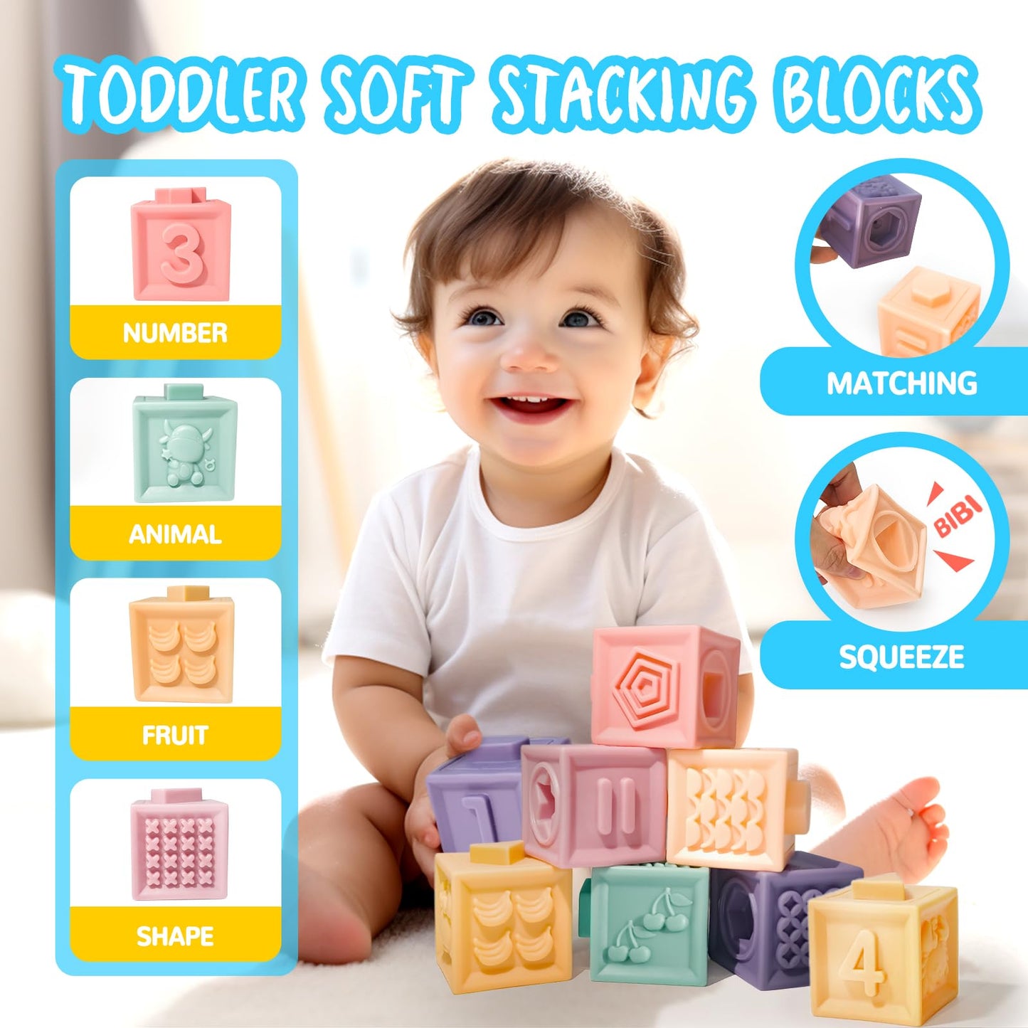 Smallzi Montessori Toys for Babies 0-12 Months — 6-in-1 Sensory Playset