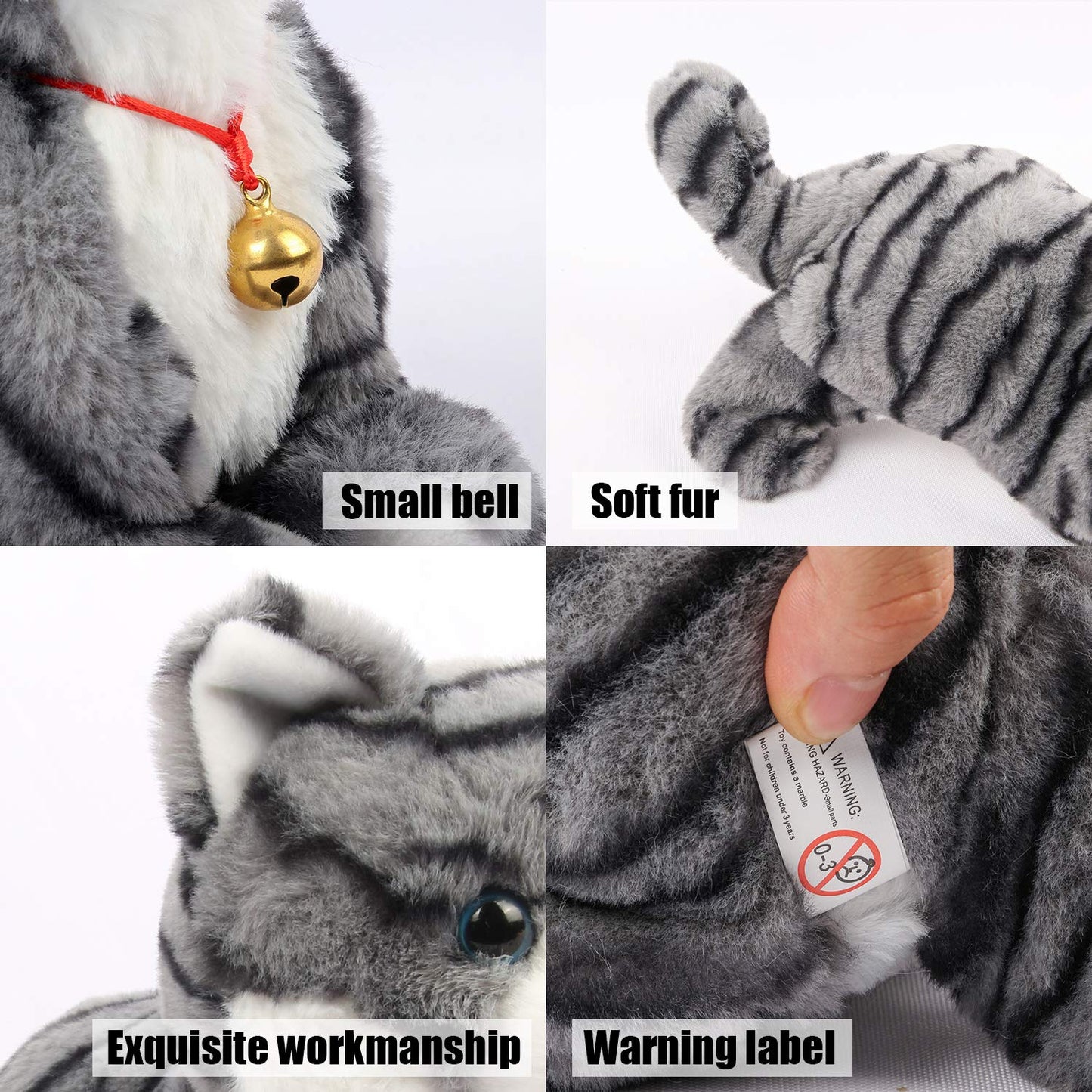 Smalody Interactive Plush Cat Toy – Sound-Control Robot Cat for Kids (Gray)