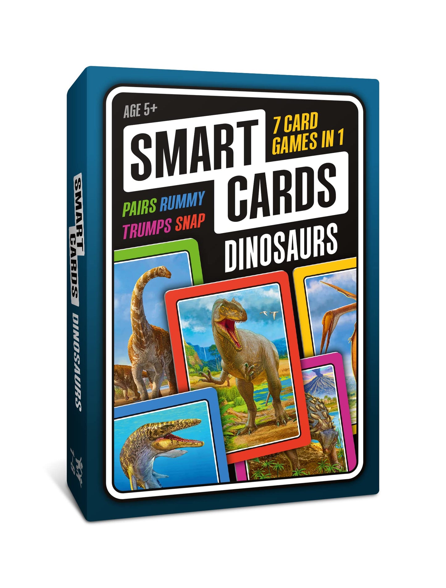 SMART CARDS DINOSAURS Card Game – 7 Games in 1 Travel Pack for Ages 5+ | 1-8 Players