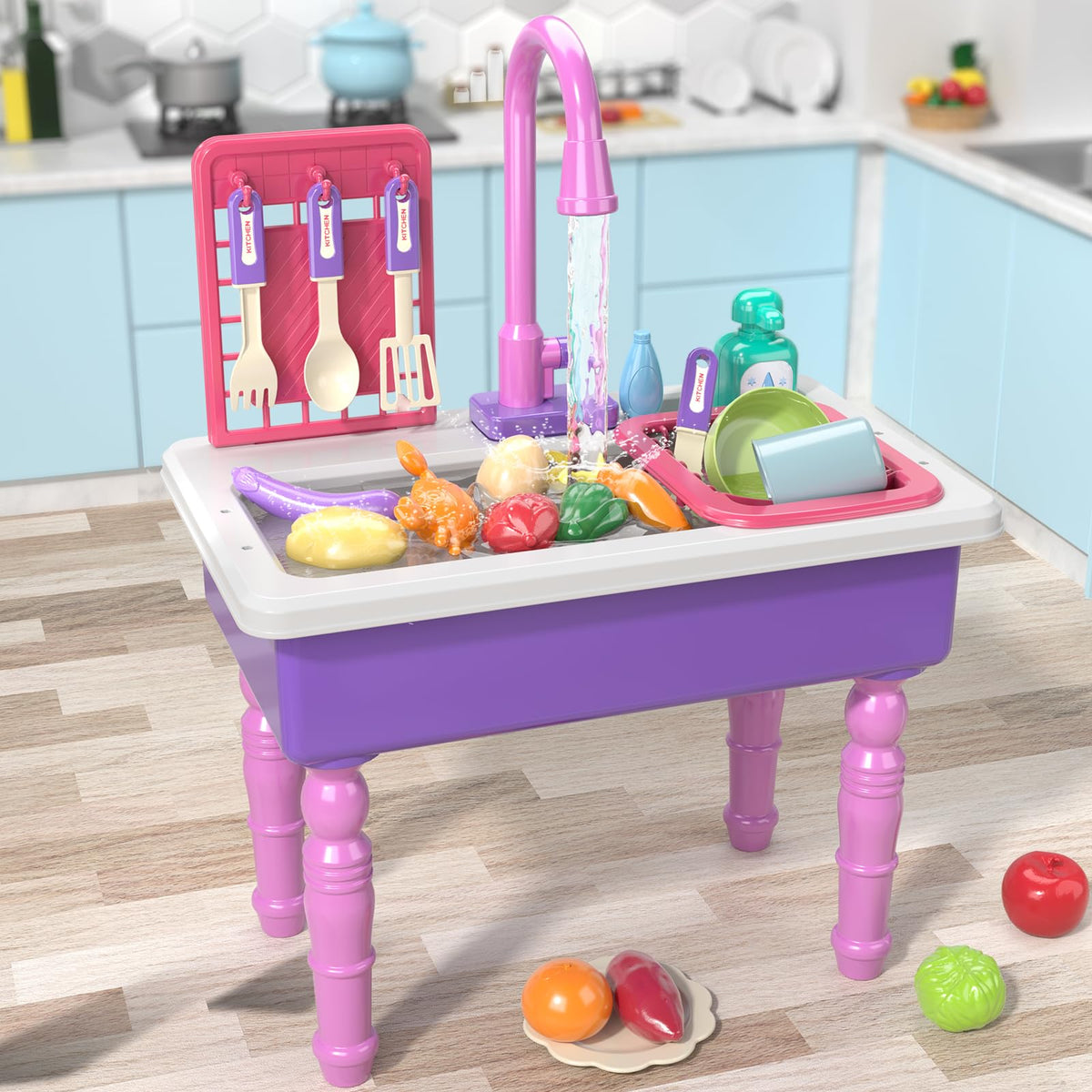 SmartChef Play Kitchen Sink Toys – Realistic Water Flow & Role-Play Kitchen Set for Kids