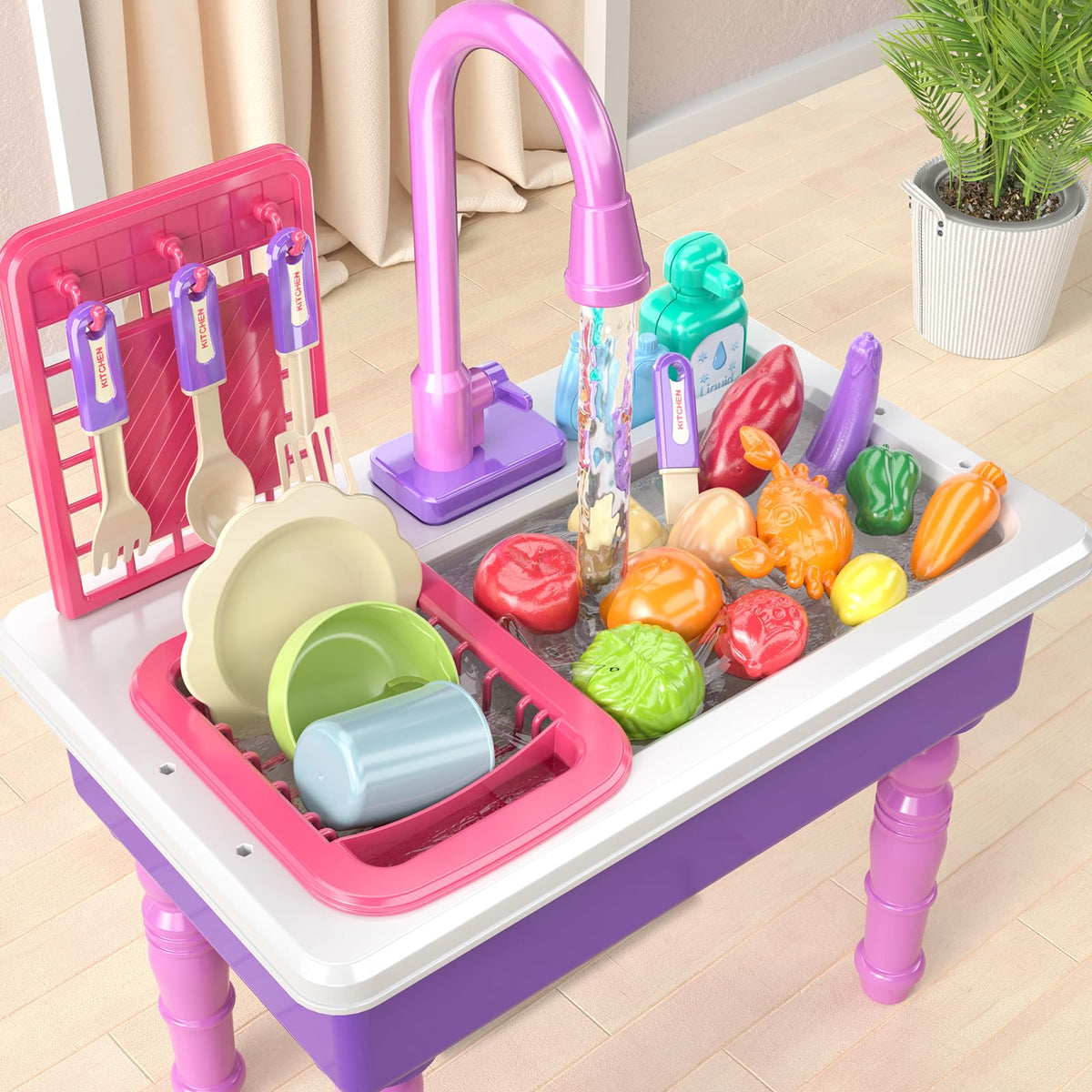 SmartChef Play Kitchen Sink Toys – Realistic Water Flow & Role-Play Kitchen Set for Kids