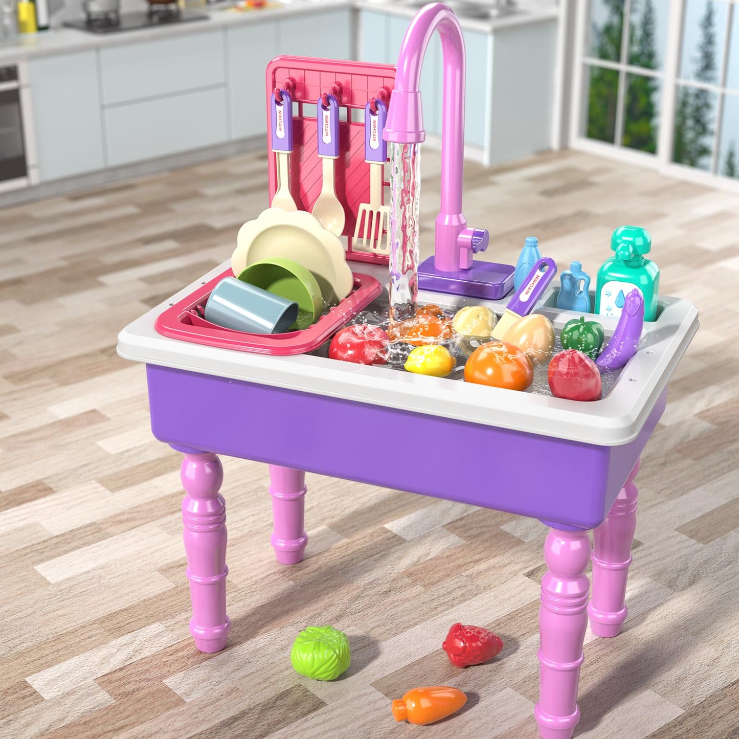 SmartChef Play Kitchen Sink Toys – Realistic Water Flow & Role-Play Kitchen Set for Kids