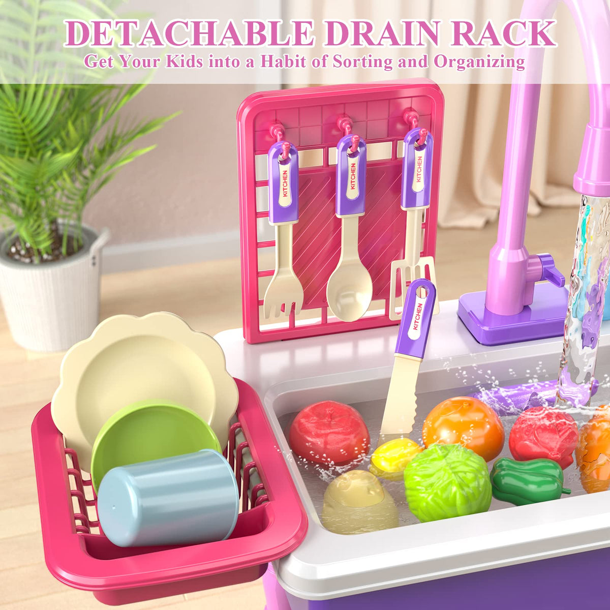 SmartChef Play Kitchen Sink Toys – Realistic Water Flow & Role-Play Kitchen Set for Kids