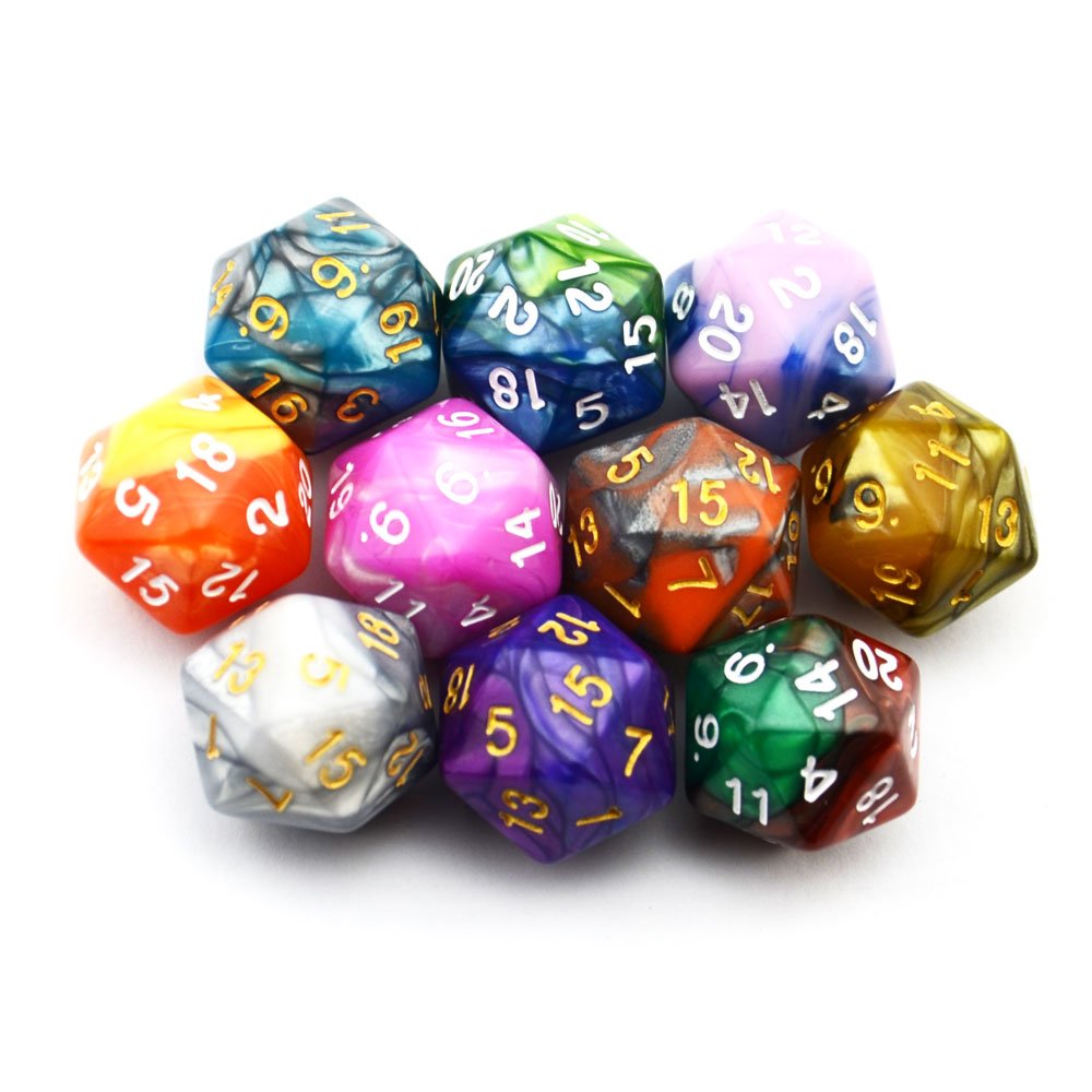 Smartdealspro 10-Pack D20 Dice – Double-Color Polyhedral for DND RPG MTG