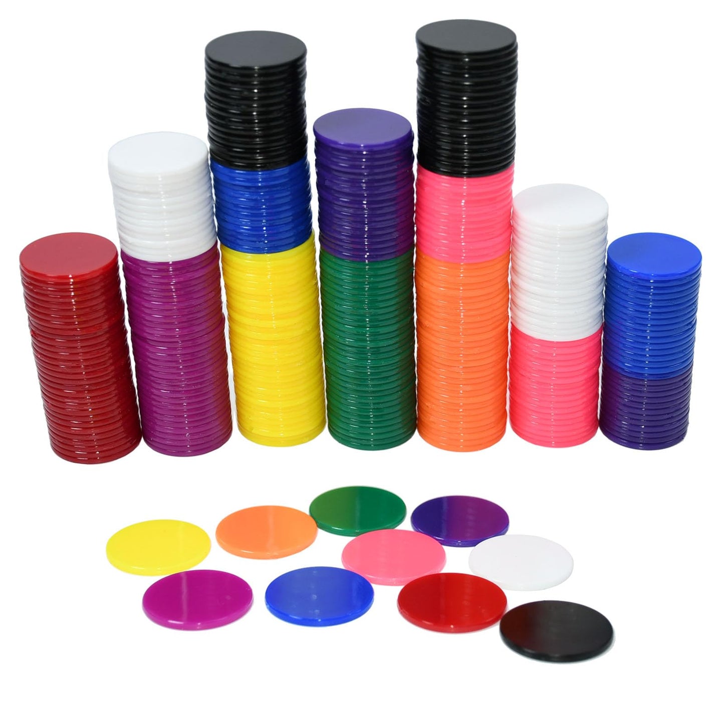 Smartdealspro 300pcs 1-Inch Multi-Color Learning Counters – Opaque Plastic Game Tokens (No Edge)