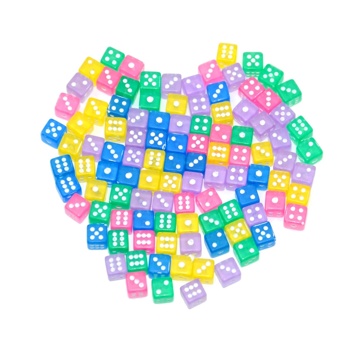 SmartDealsPro 100 Assorted D6 Mini Dice – 5mm Translucent Dice for Casino Games, Board Gaming & Math Teaching