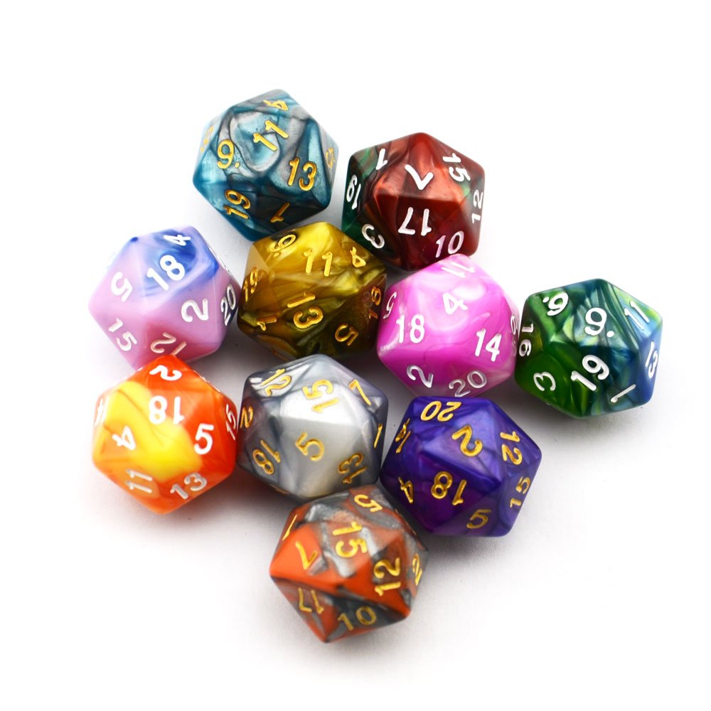 Smartdealspro 10-Pack D20 Dice – Double-Color Polyhedral for DND RPG MTG