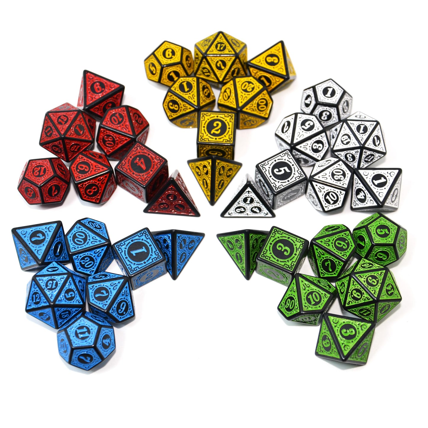 Smartdealspro Double-Colors Acrylic Polyhedral Dice Sets with Pouches – 5-Color Retro Sets for D&D RPG Tabletop