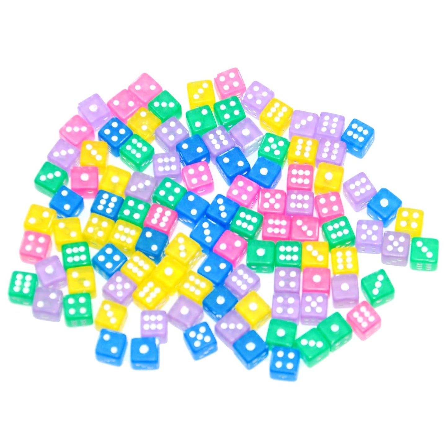 SmartDealsPro 100 Assorted D6 Mini Dice – 5mm Translucent Dice for Casino Games, Board Gaming & Math Teaching