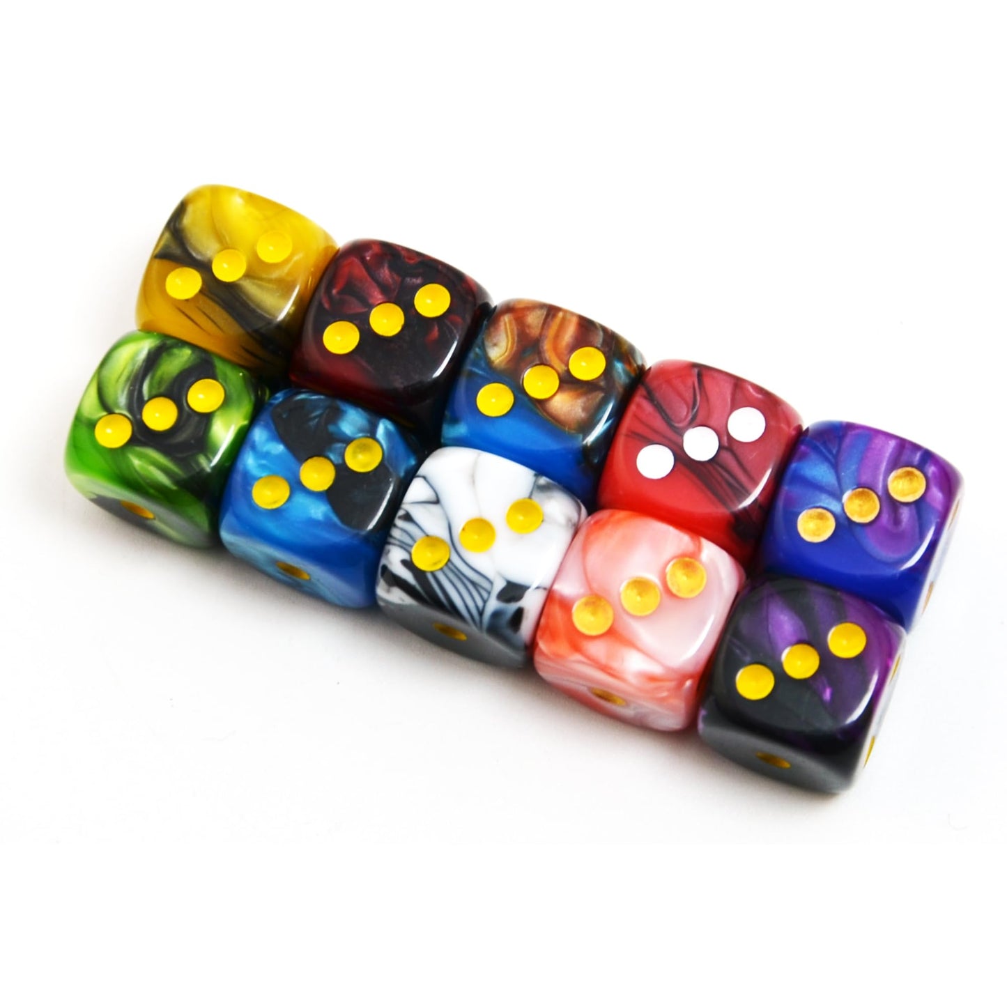 Smartdealspro 100-Pack 12mm Two-Color Round D6 Dice with Free Pouch for Tenzi Yahtzee Bunco