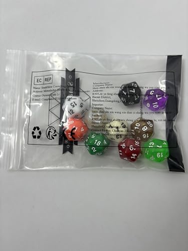 SmartDealsPro 10-Pack D20 Dice – Mixed Color Polyhedral Set for DND RPG Tabletop Games