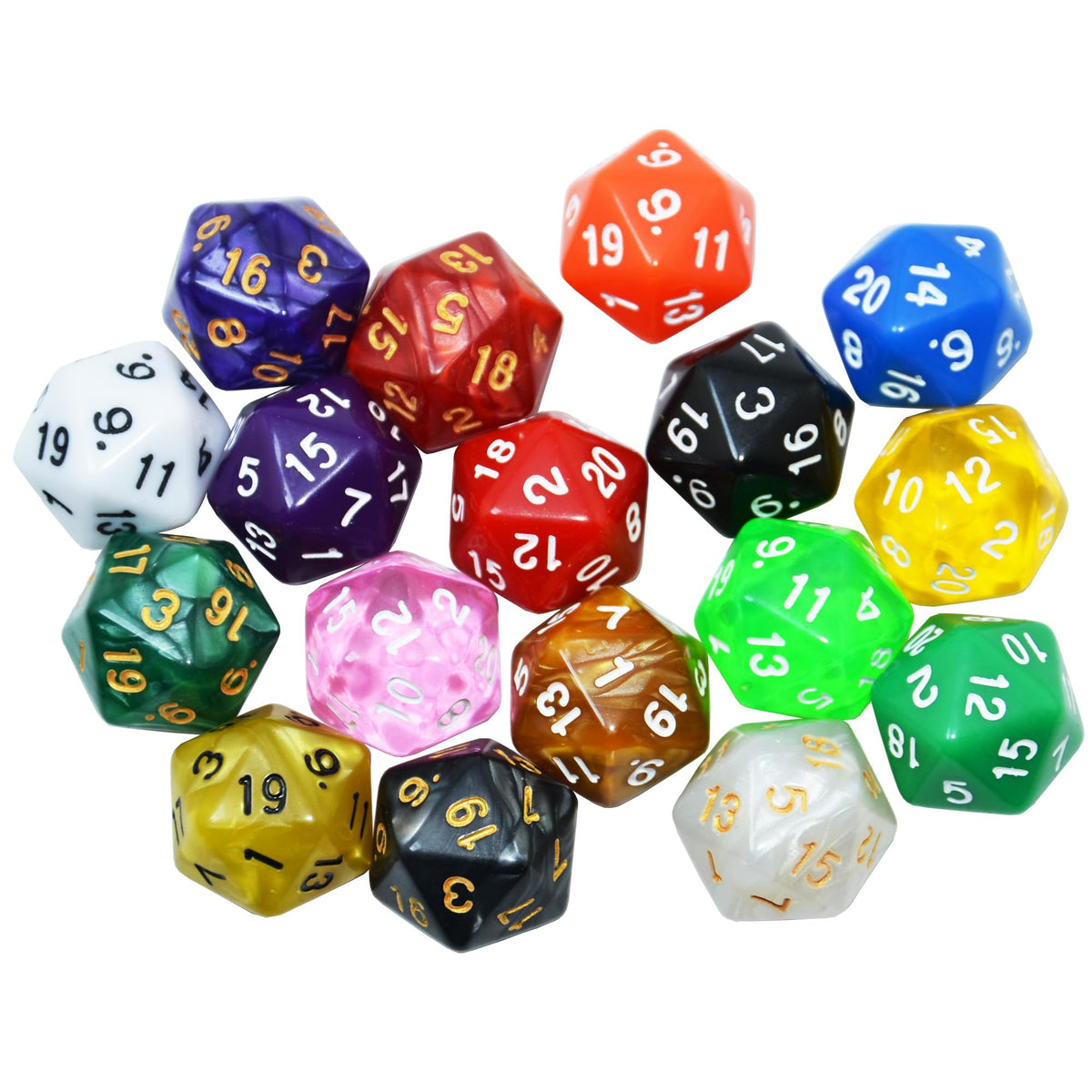 SmartDealsPro 10-Pack D20 Dice – Mixed Color Polyhedral Set for DND RPG Tabletop Games