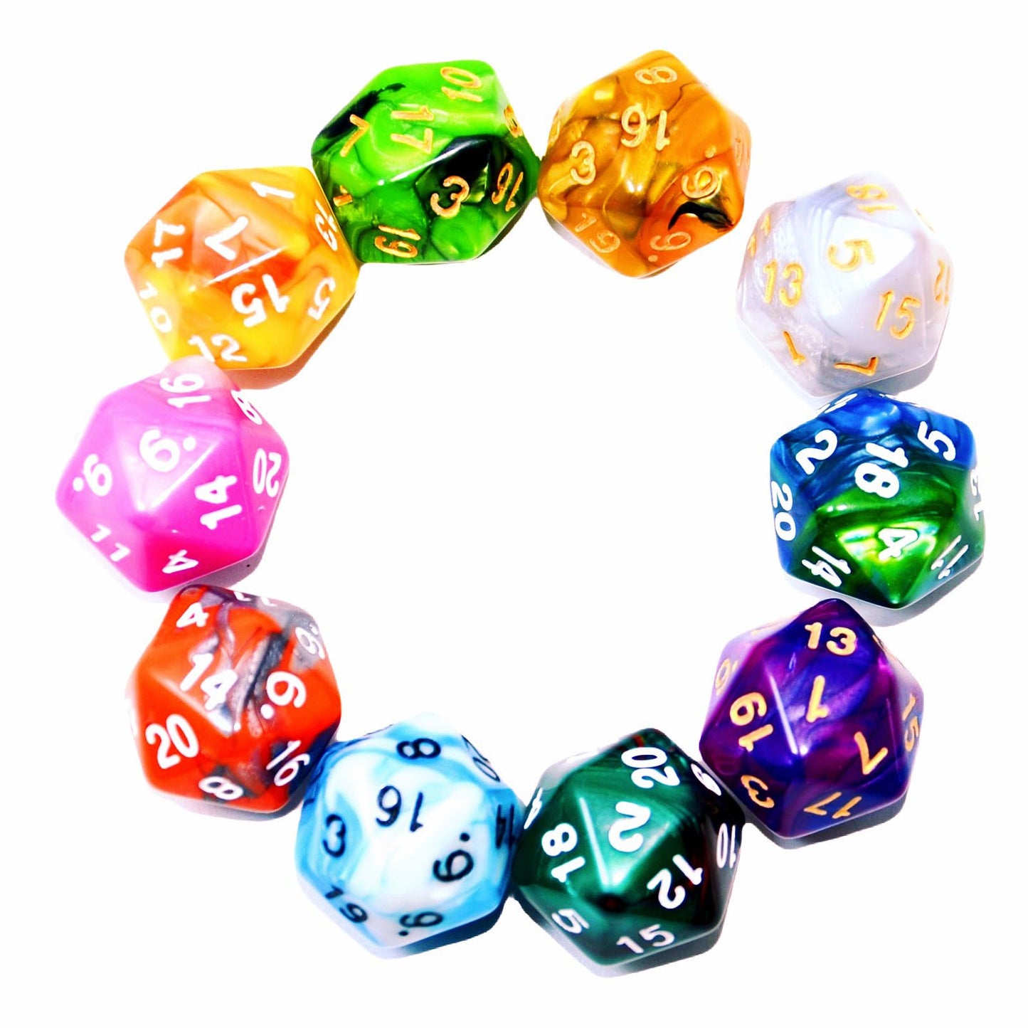 Smartdealspro 10-Pack D20 Dice – Double-Color Polyhedral for DND RPG MTG