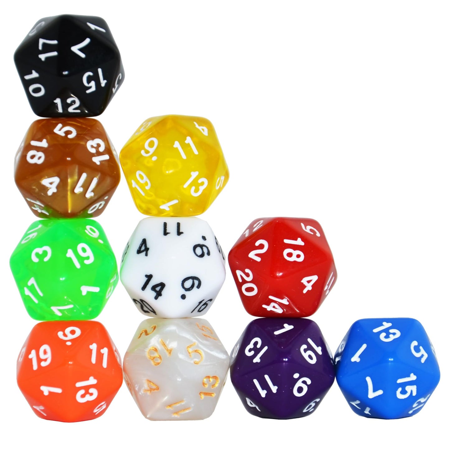 SmartDealsPro 10-Pack D20 Dice – Mixed Color Polyhedral Set for DND RPG Tabletop Games