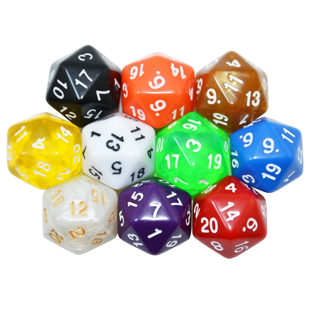 SmartDealsPro 10-Pack D20 Dice – Mixed Color Polyhedral Set for DND RPG Tabletop Games