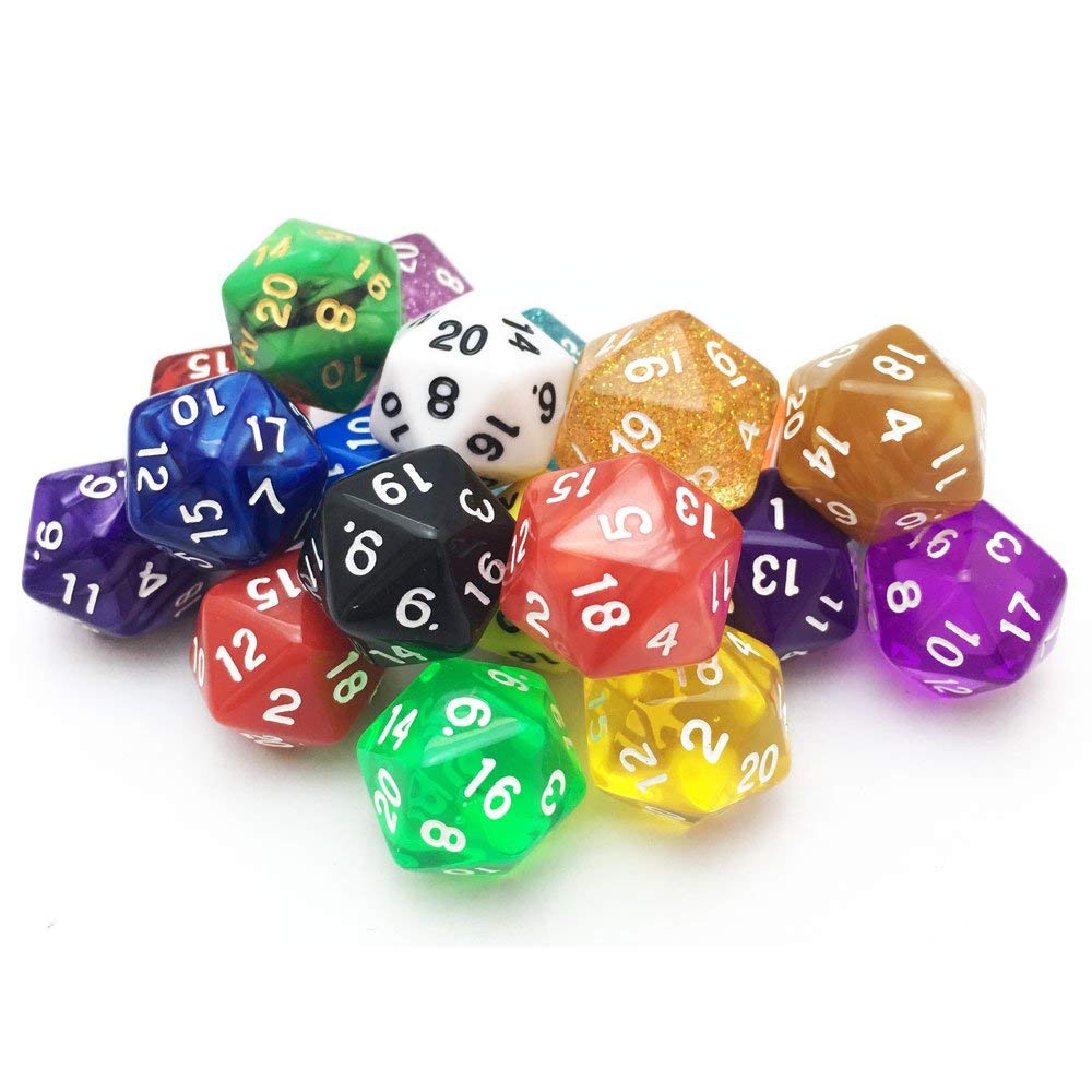 SmartDealsPro 10-Pack D20 Dice – Mixed Color Polyhedral Set for DND RPG Tabletop Games