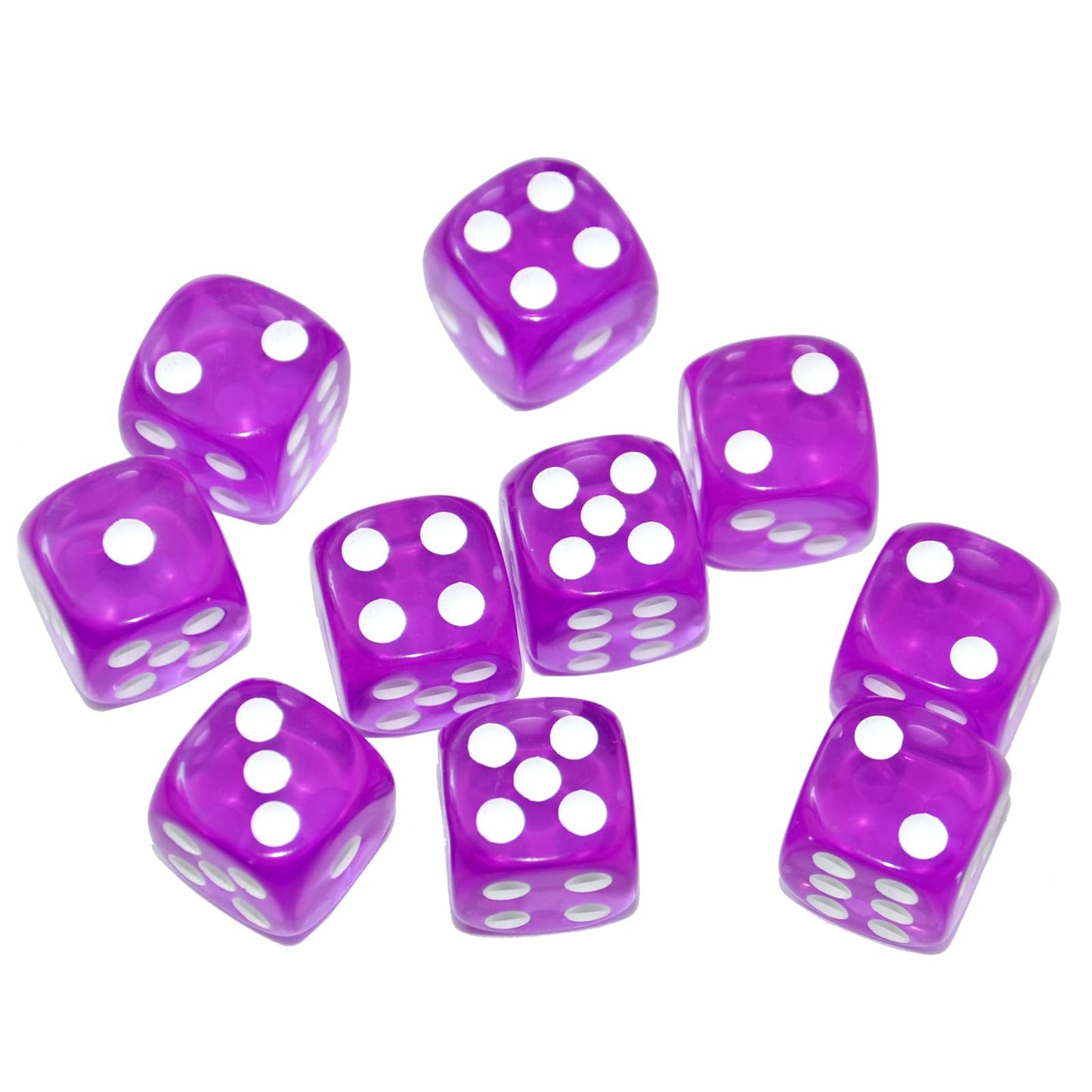 SmartDealsPro 10-Pack D6 Transparent Purple Dice (16mm) for DND, MTG, RPG – Readable & Durable