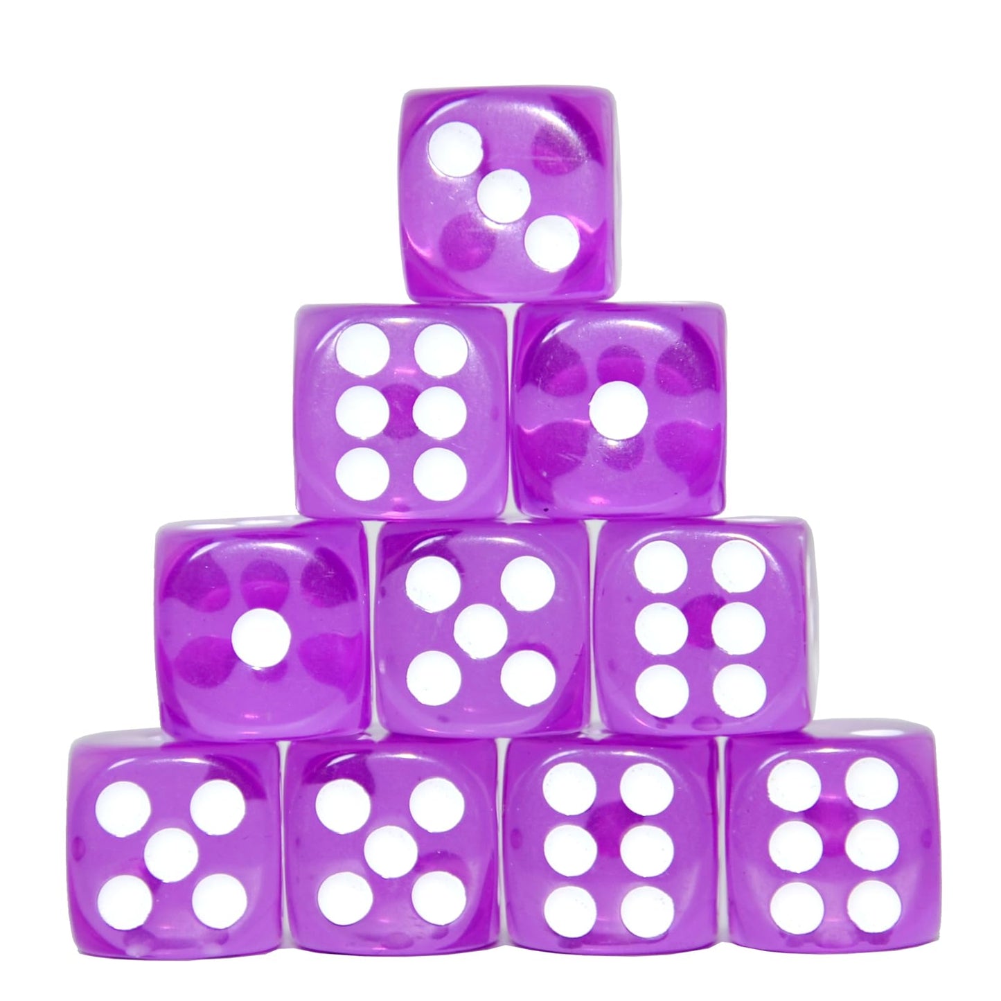 SmartDealsPro 10-Pack D6 Transparent Purple Dice (16mm) for DND, MTG, RPG – Readable & Durable