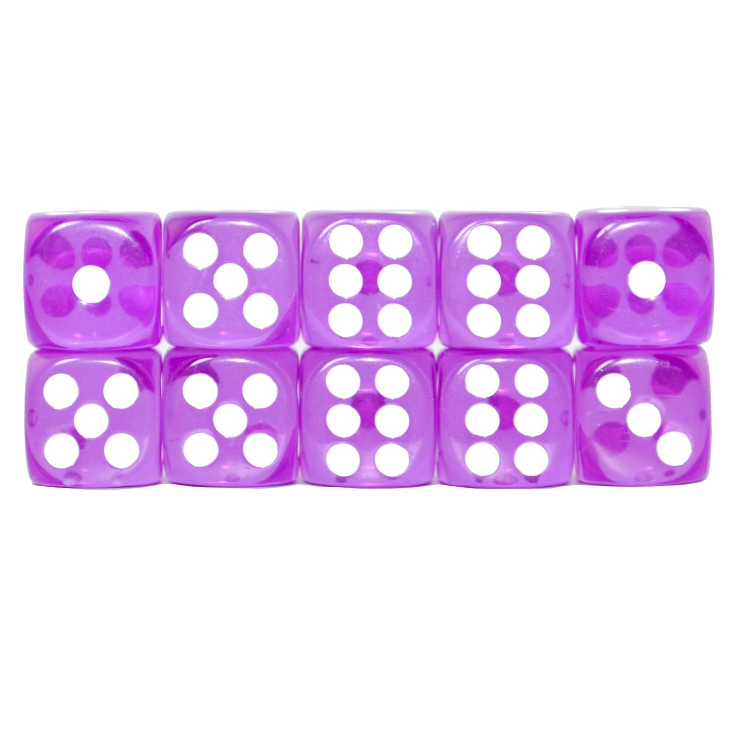 SmartDealsPro 10-Pack D6 Transparent Purple Dice (16mm) for DND, MTG, RPG – Readable & Durable