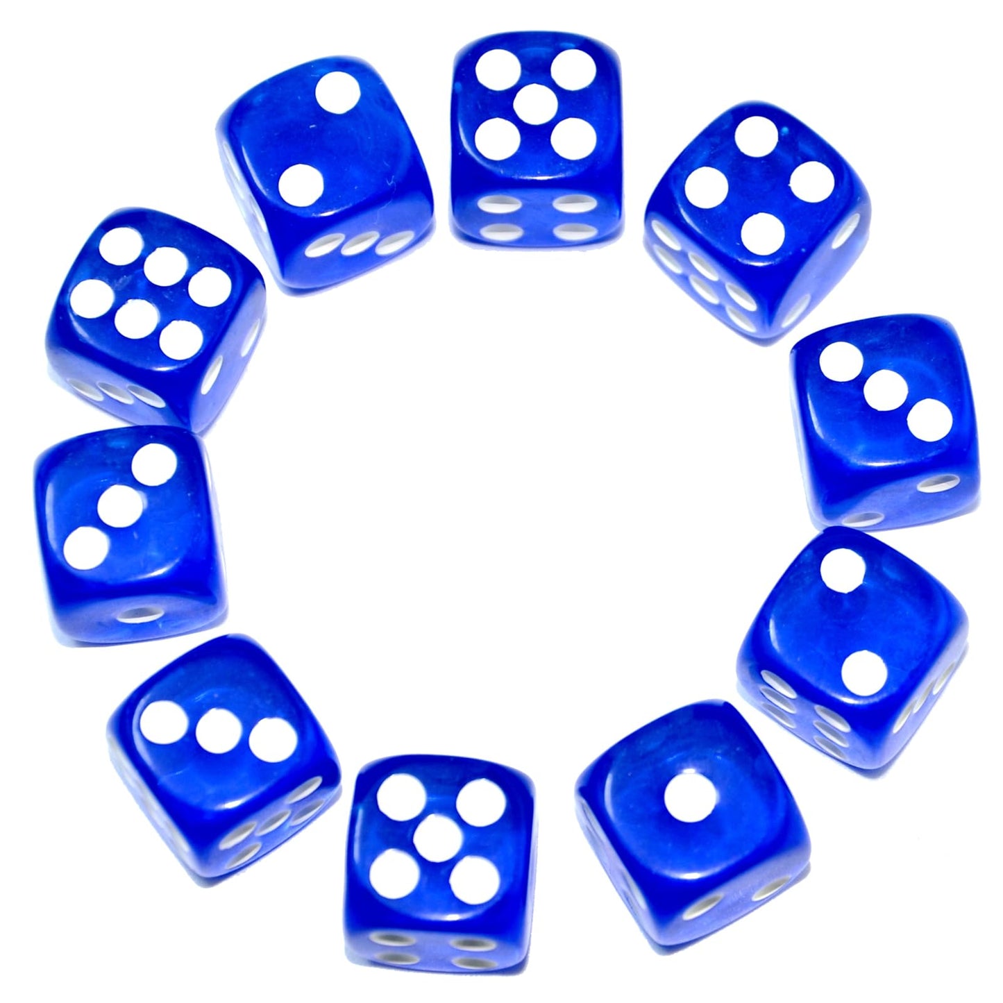 SmartDealsPro 10-Pack D6 Dice – 16mm Blue Translucent | DND RPG MTG
