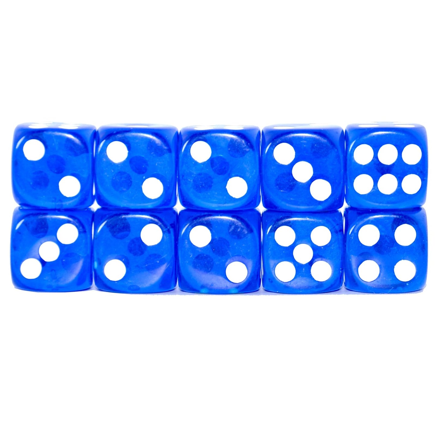 SmartDealsPro 10-Pack D6 Dice – 16mm Blue Translucent | DND RPG MTG