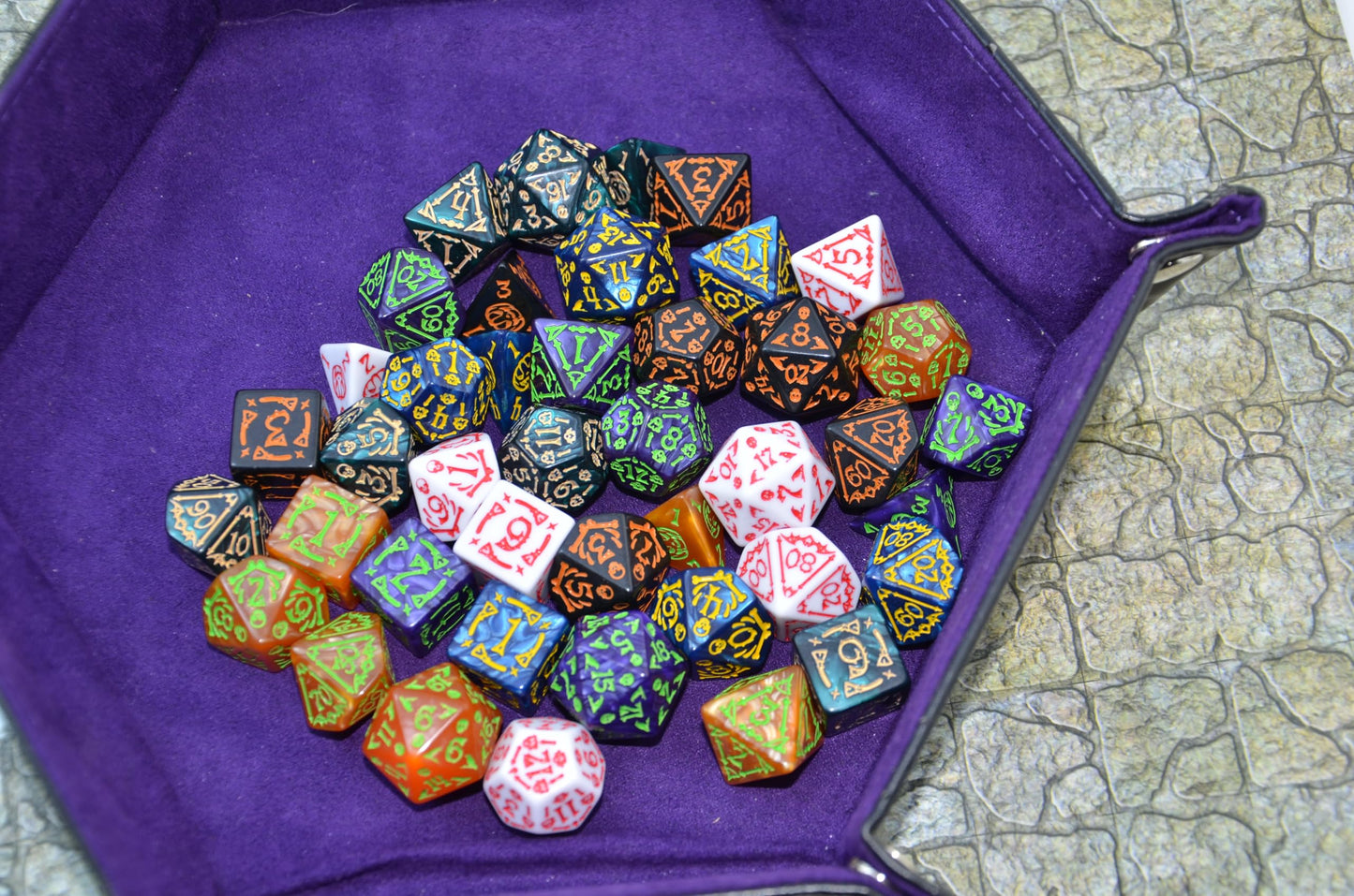 Smartdealspro Double-Colors Polyhedral Dice Sets with Pouches | D&D RPG MTG