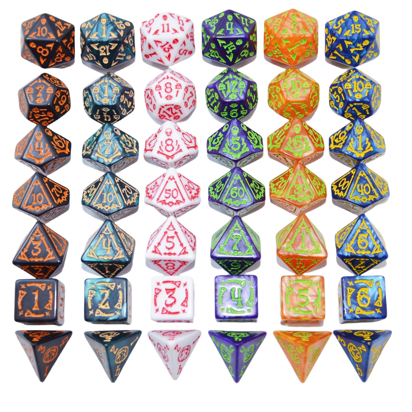 Smartdealspro Double-Colors Polyhedral Dice Sets with Pouches | D&D RPG MTG