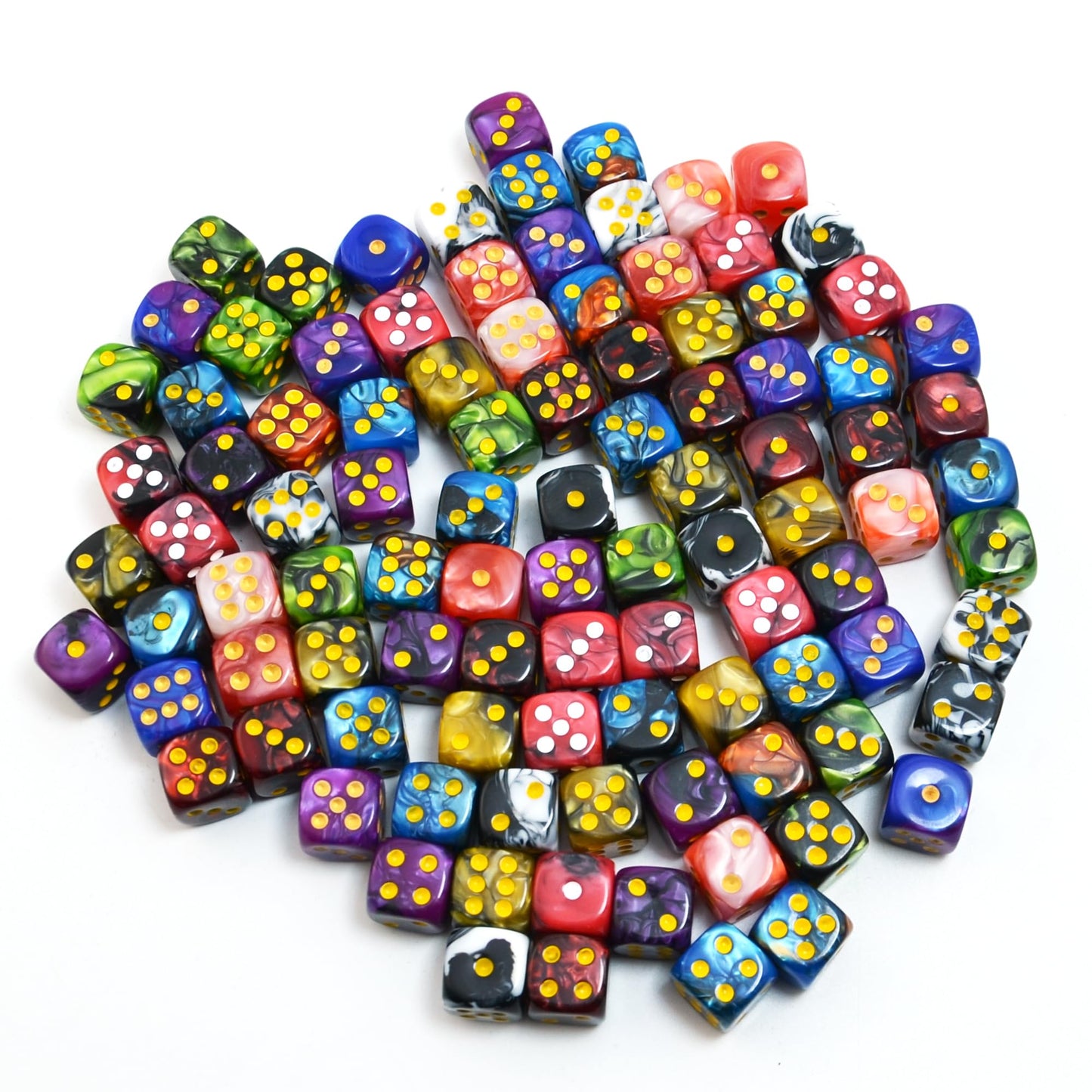 Smartdealspro 100-Pack 12mm Two-Color Round D6 Dice with Free Pouch for Tenzi Yahtzee Bunco