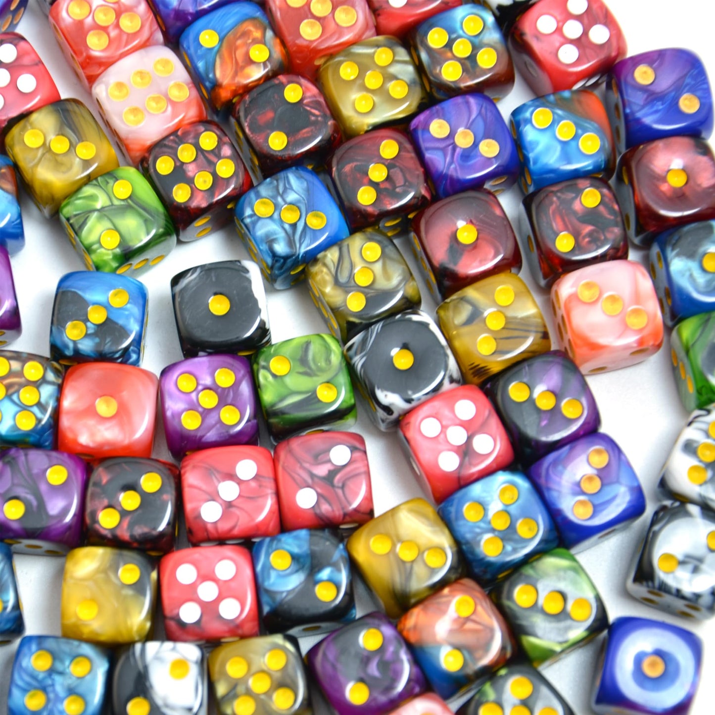 Smartdealspro 100-Pack 12mm Two-Color Round D6 Dice with Free Pouch for Tenzi Yahtzee Bunco