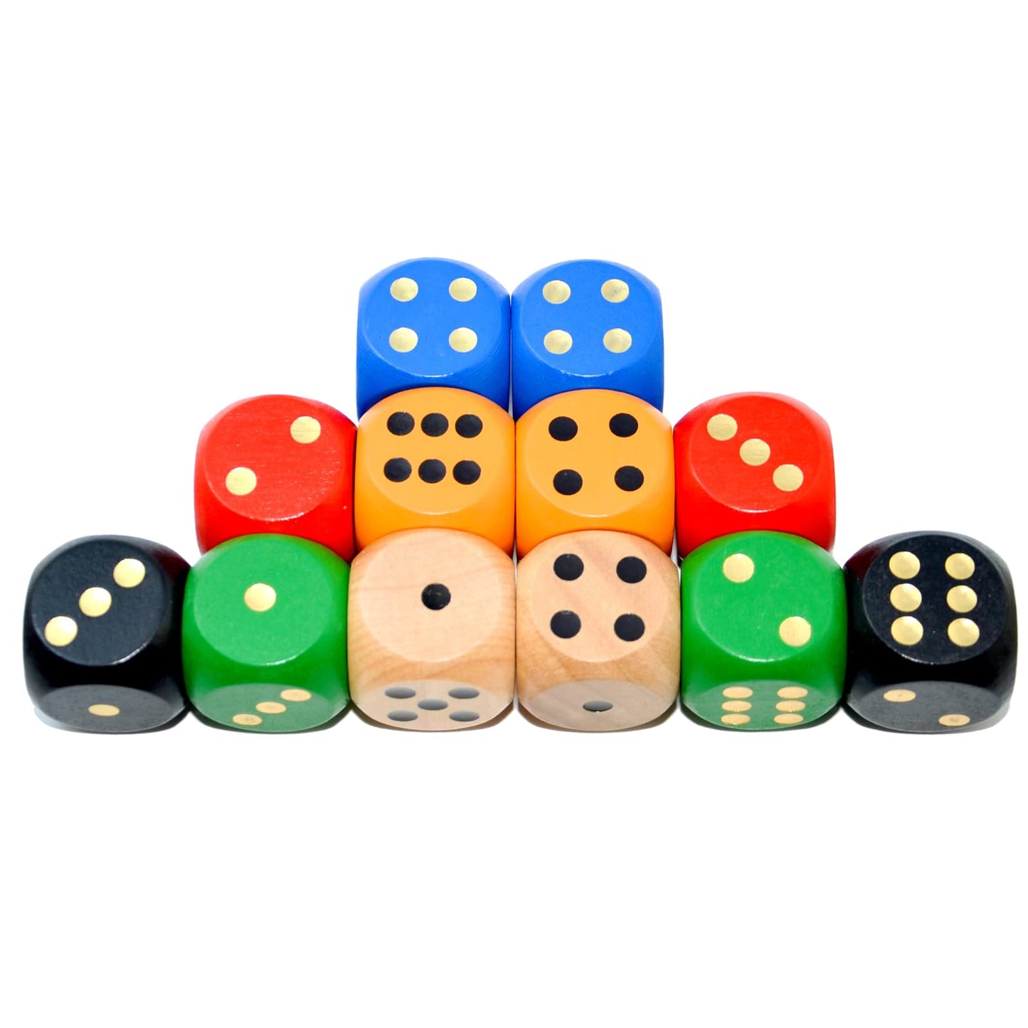 Smartdealspro Random Color Wooden Dice – 12 Pieces, 3cm Round-Edge D6 (6 Colors)