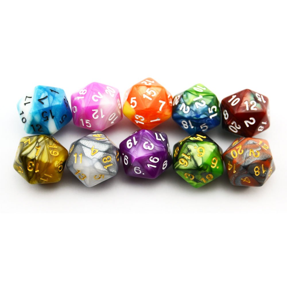 Smartdealspro 10-Pack D20 Dice – Double-Color Polyhedral for DND RPG MTG