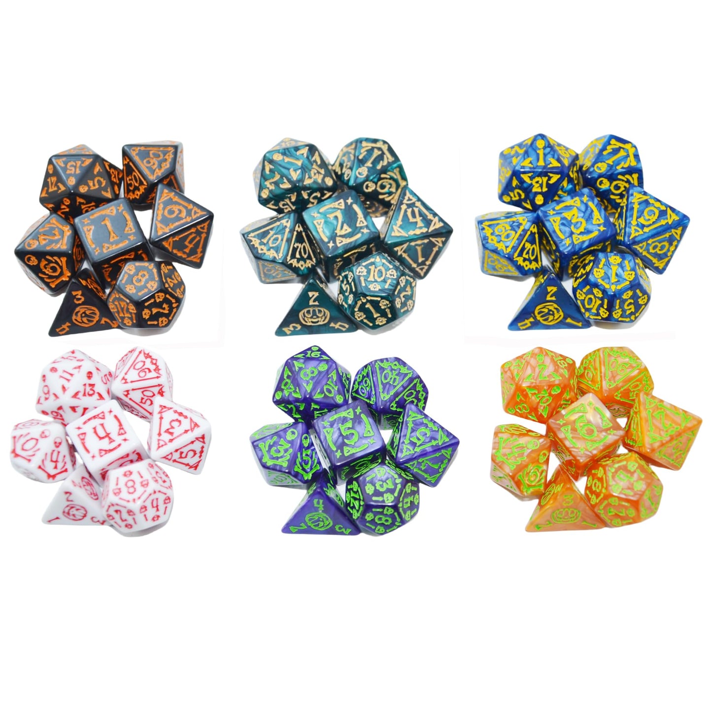 Smartdealspro Double-Colors Polyhedral Dice Sets with Pouches | D&D RPG MTG
