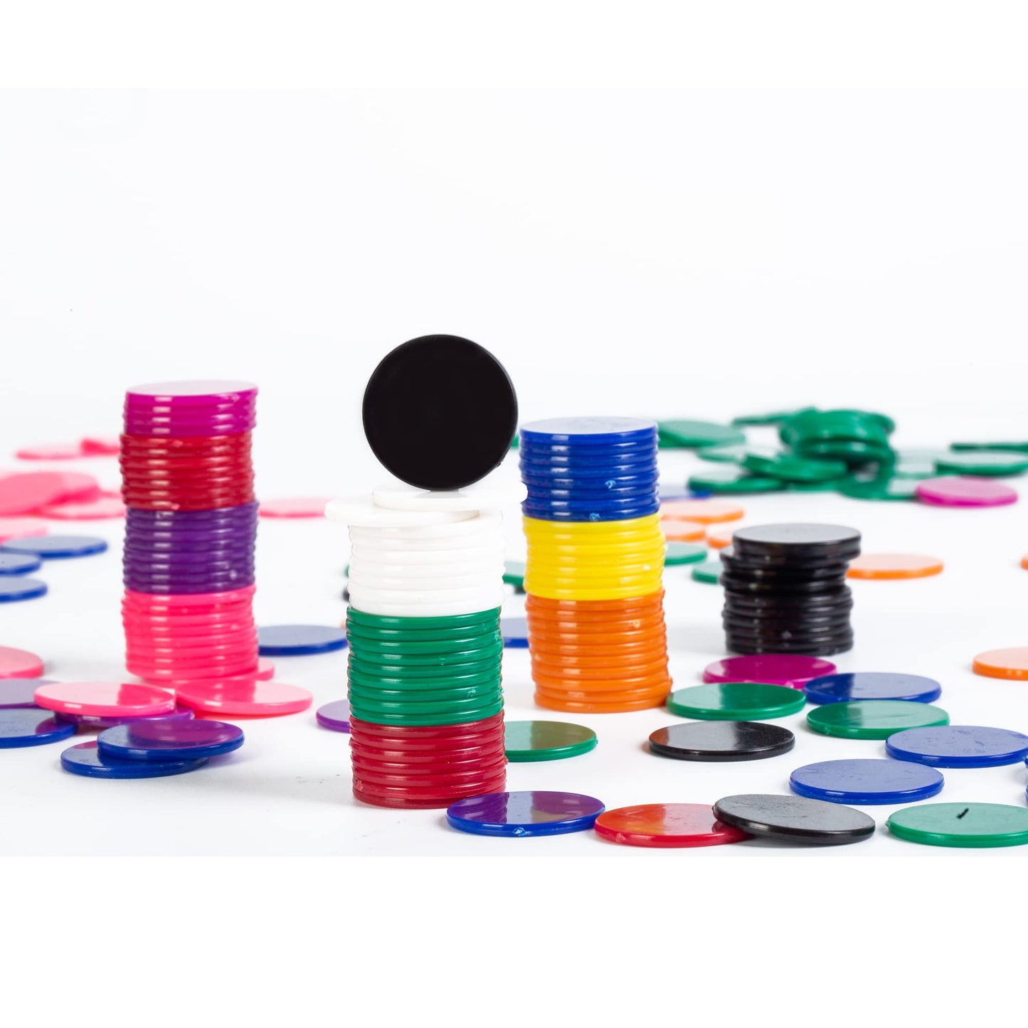 Smartdealspro 300pcs 1-Inch Multi-Color Learning Counters – Opaque Plastic Game Tokens (No Edge)