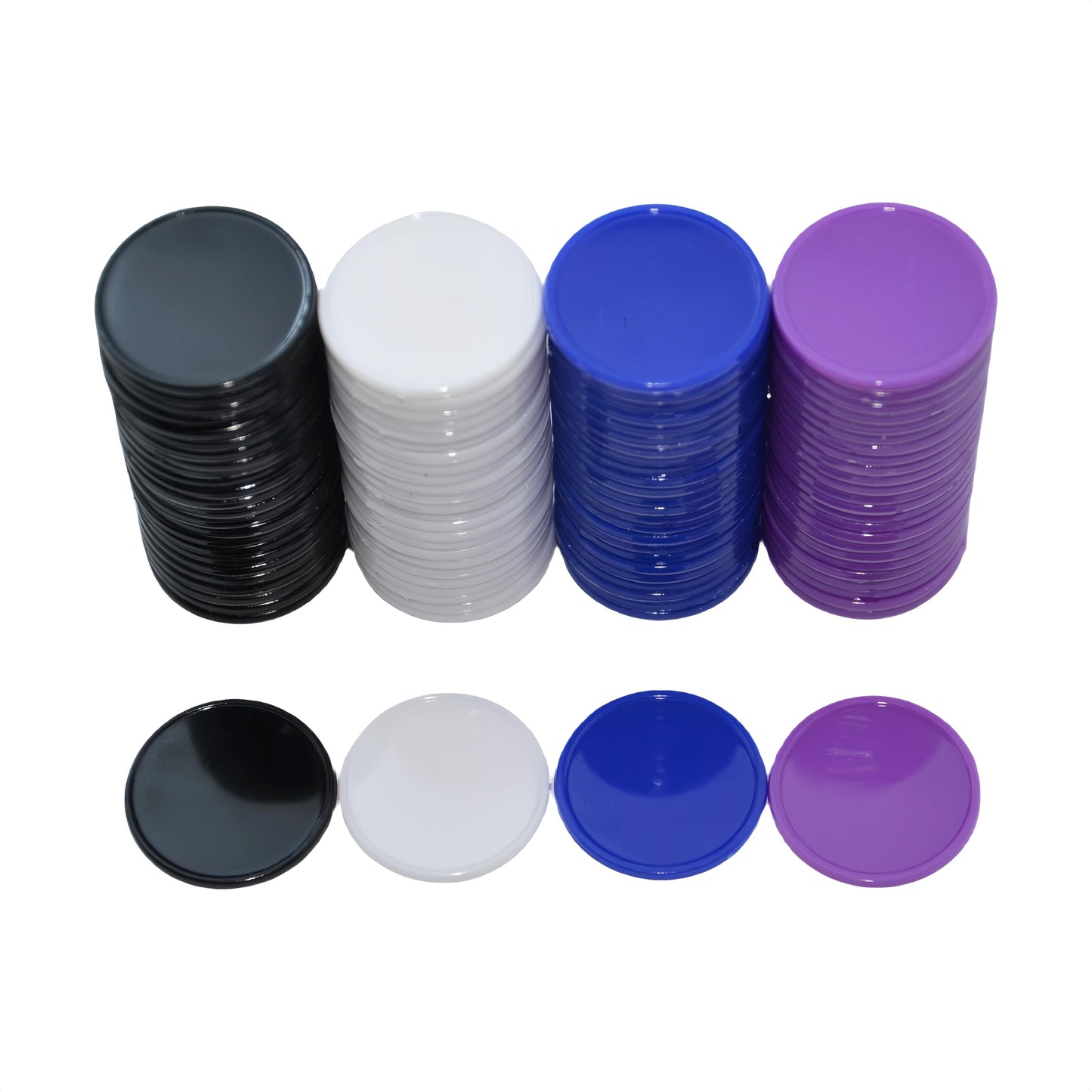 Smartdealspro 100x 1-Inch Opaque Learning Counters with Storage Box – 4 Color Set (Black White Blue Purple)