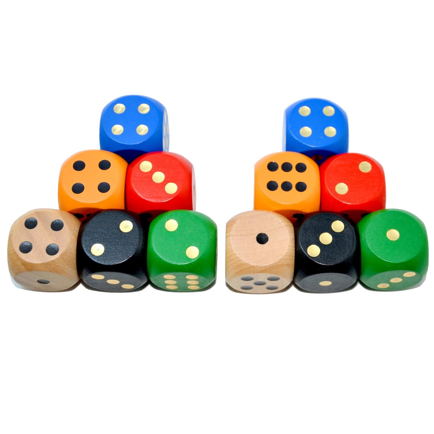 Smartdealspro Random Color Wooden Dice – 12 Pieces, 3cm Round-Edge D6 (6 Colors)