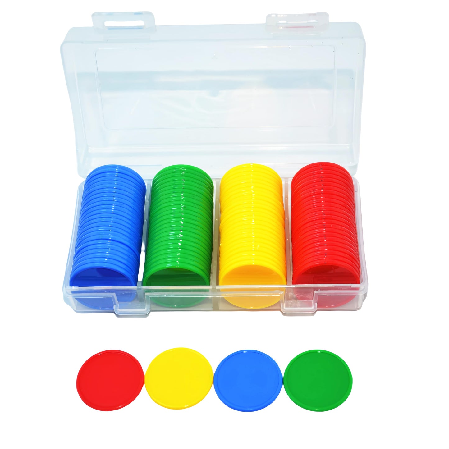 Smartdealspro 100-Piece 1-Inch Opaque Learning Counters with Storage Box – Red, Yellow, Blue, Green