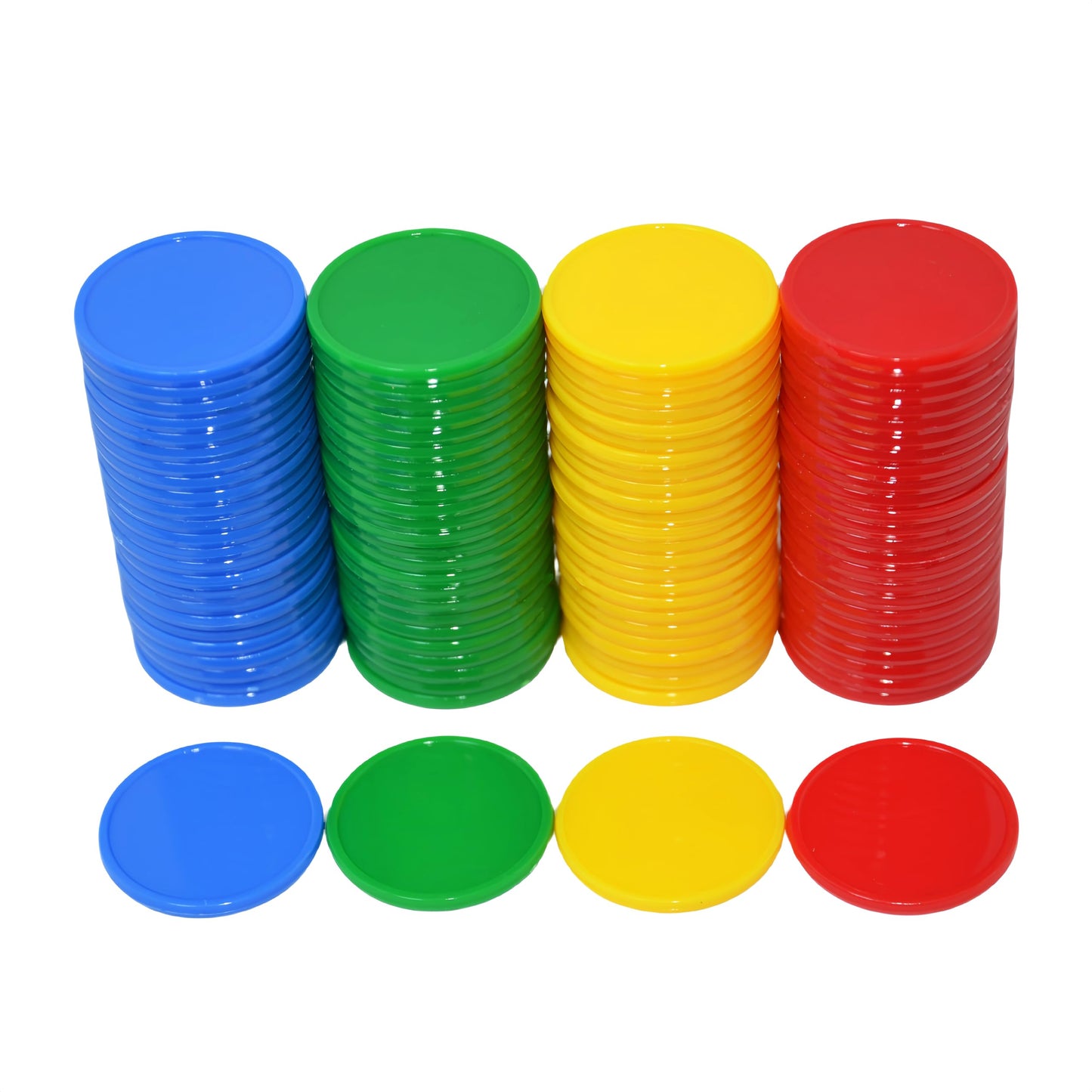 Smartdealspro 100-Piece 1-Inch Opaque Learning Counters with Storage Box – Red, Yellow, Blue, Green