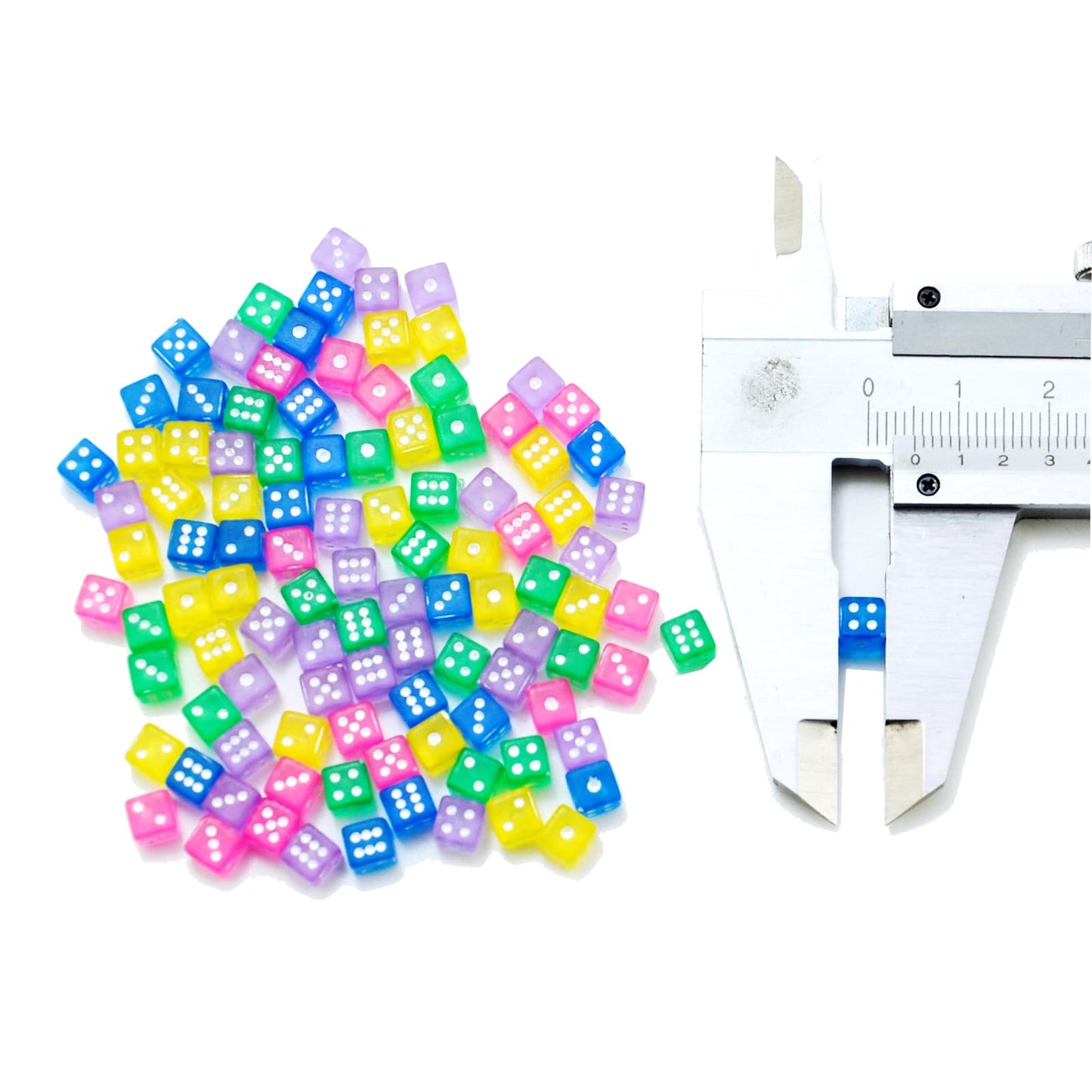 SmartDealsPro 100 Assorted D6 Mini Dice – 5mm Translucent Dice for Casino Games, Board Gaming & Math Teaching