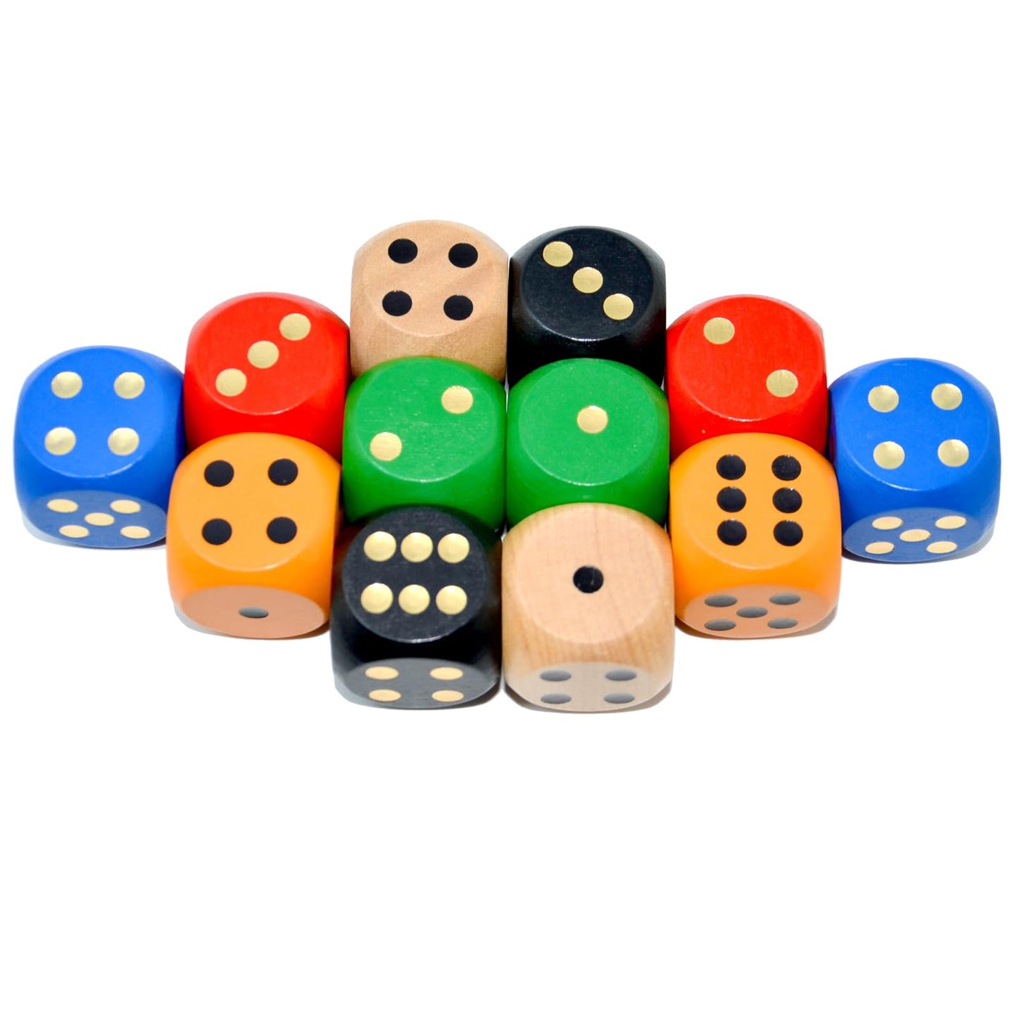 Smartdealspro Random Color Wooden Dice – 12 Pieces, 3cm Round-Edge D6 (6 Colors)