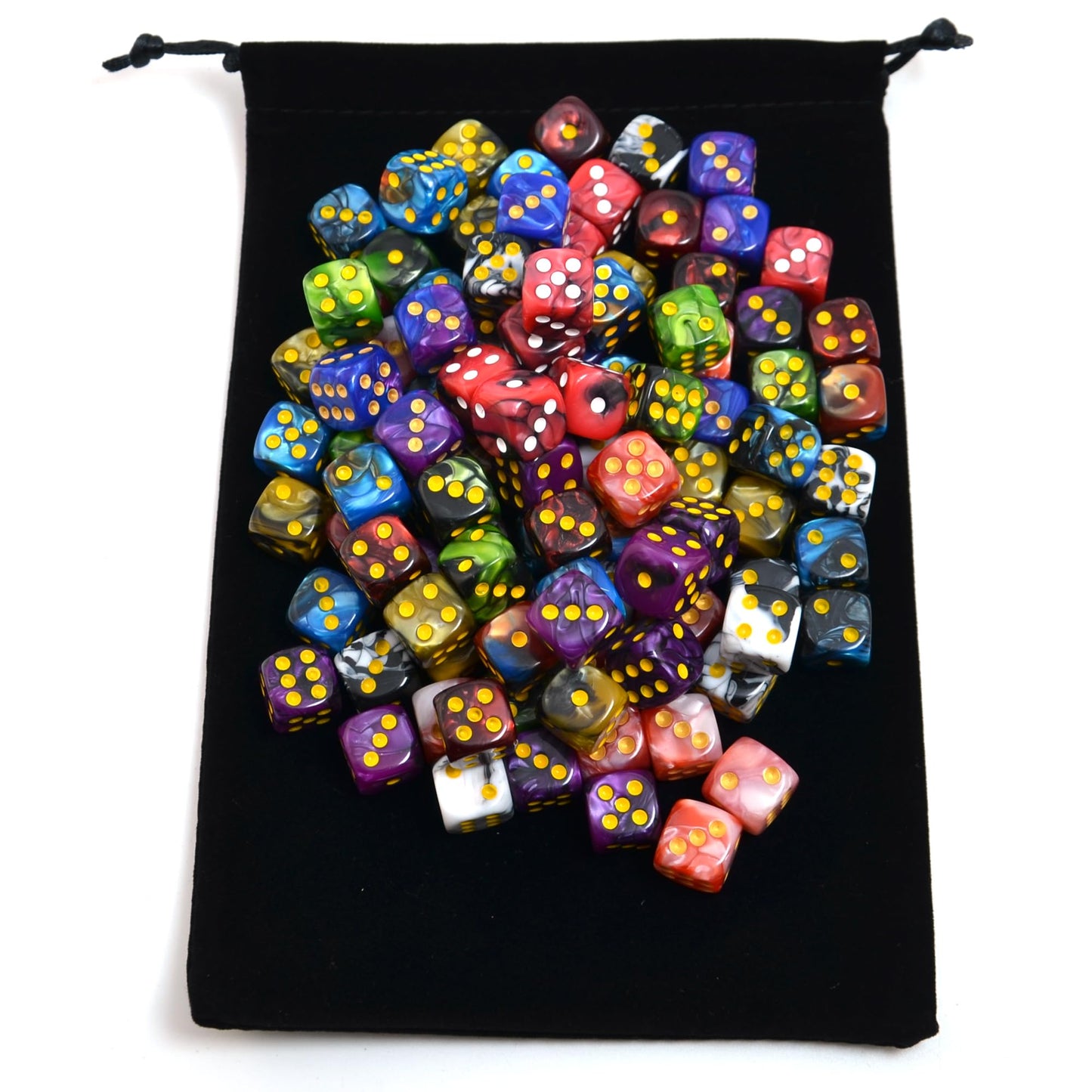Smartdealspro 100-Pack 12mm Two-Color Round D6 Dice with Free Pouch for Tenzi Yahtzee Bunco