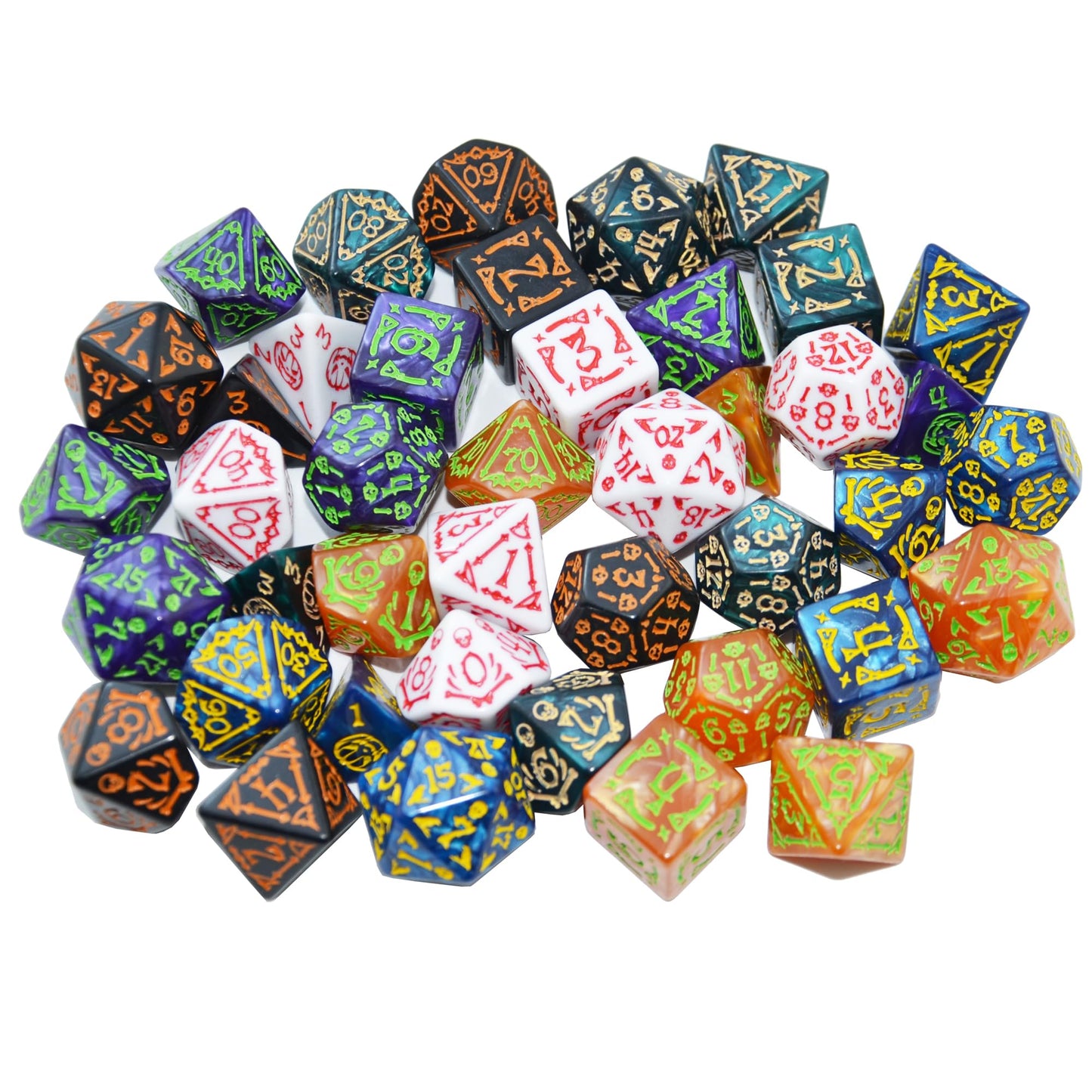 Smartdealspro Double-Colors Polyhedral Dice Sets with Pouches | D&D RPG MTG