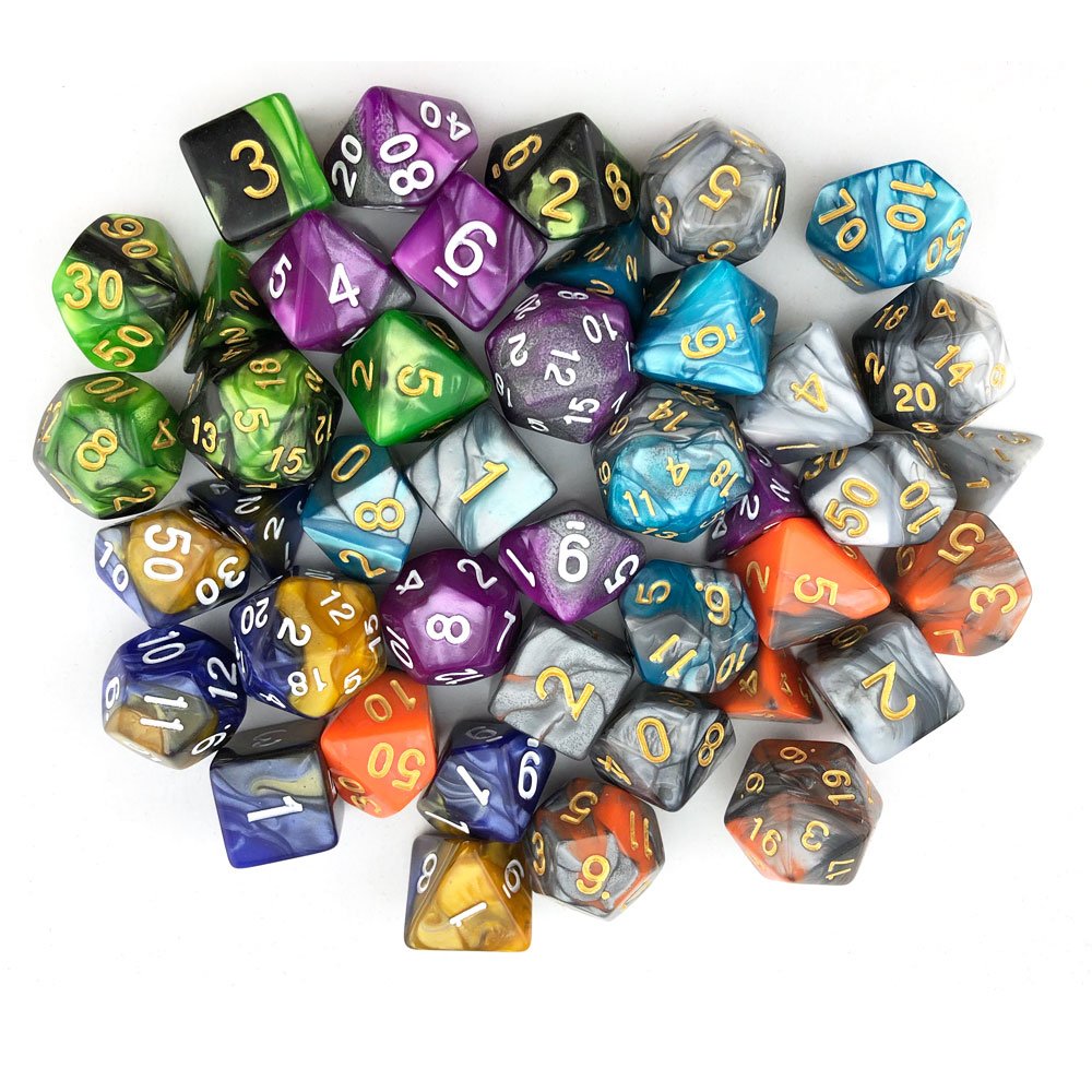 SmartDealsPro 6-Color Double-Colors Polyhedral Dice Sets with Pouches – D&D, MTG, RPG
