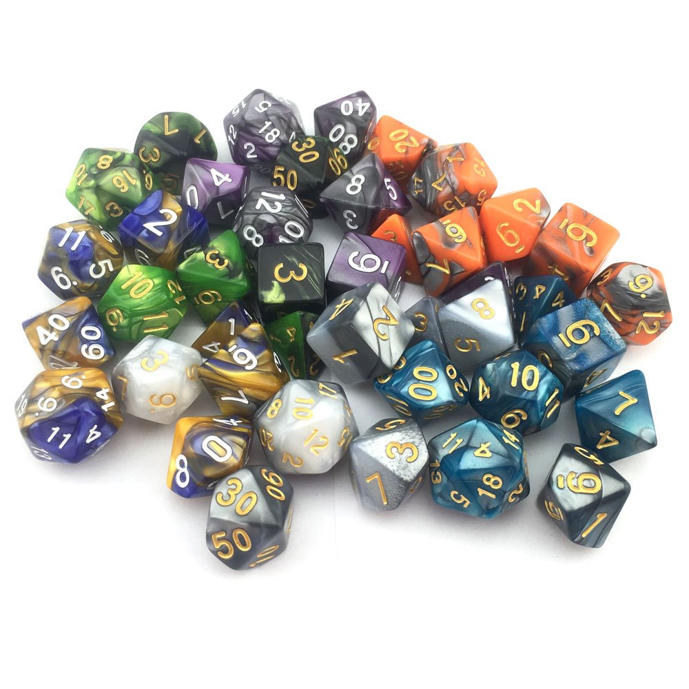 SmartDealsPro 6-Color Double-Colors Polyhedral Dice Sets with Pouches – D&D, MTG, RPG