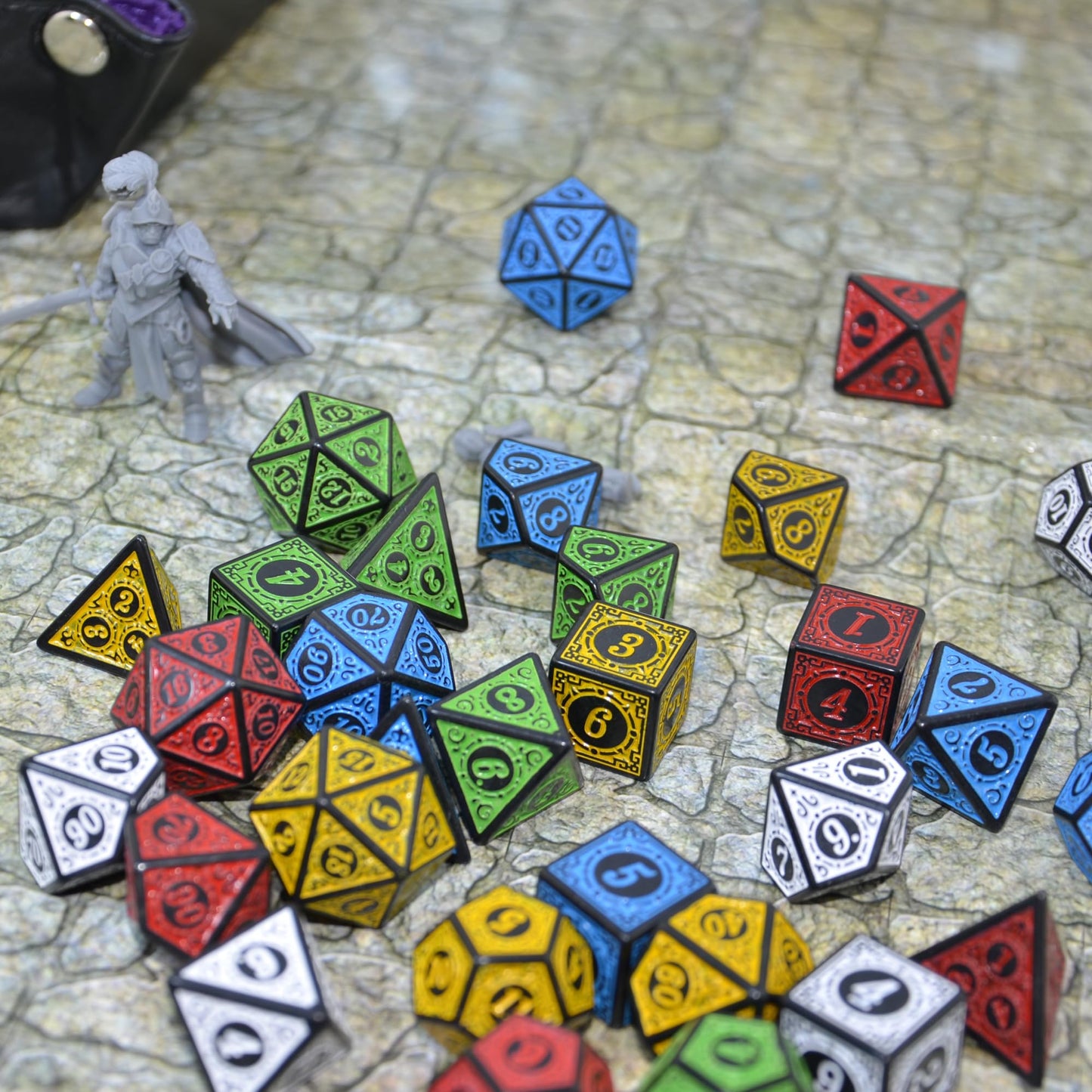 Smartdealspro Double-Colors Acrylic Polyhedral Dice Sets with Pouches – 5-Color Retro Sets for D&D RPG Tabletop