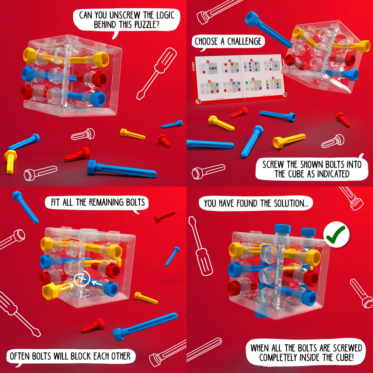 SmartGames Criss Cross Cube – 80 Challenges 3D Logic Puzzle for Ages 8+