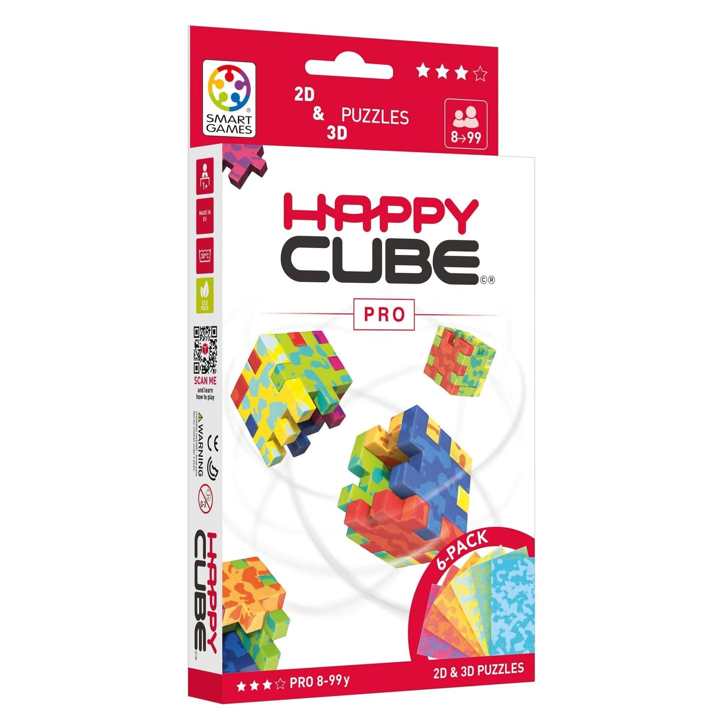 SmartGames Happy Cube Pro — 3D Puzzle for Ages 7+, Six Difficulty Levels