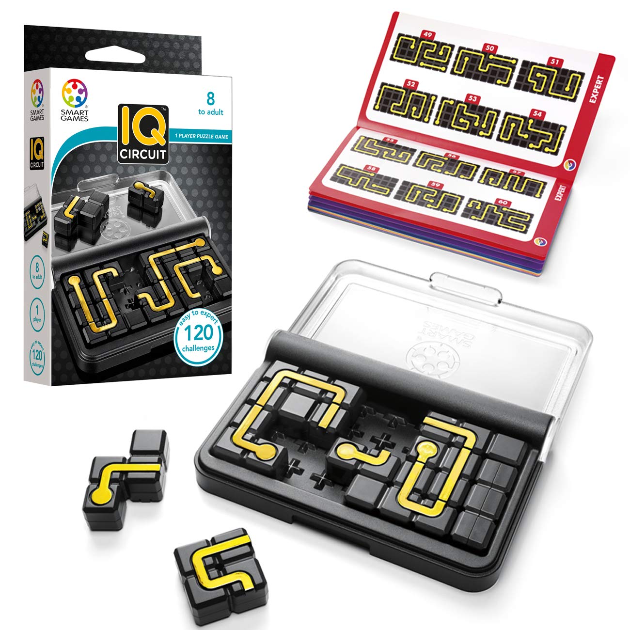 SmartGames IQ Circuit Portable Travel Game – 120 Challenges for Ages 8–Adult | Brain-Teasing Logic Puzzle