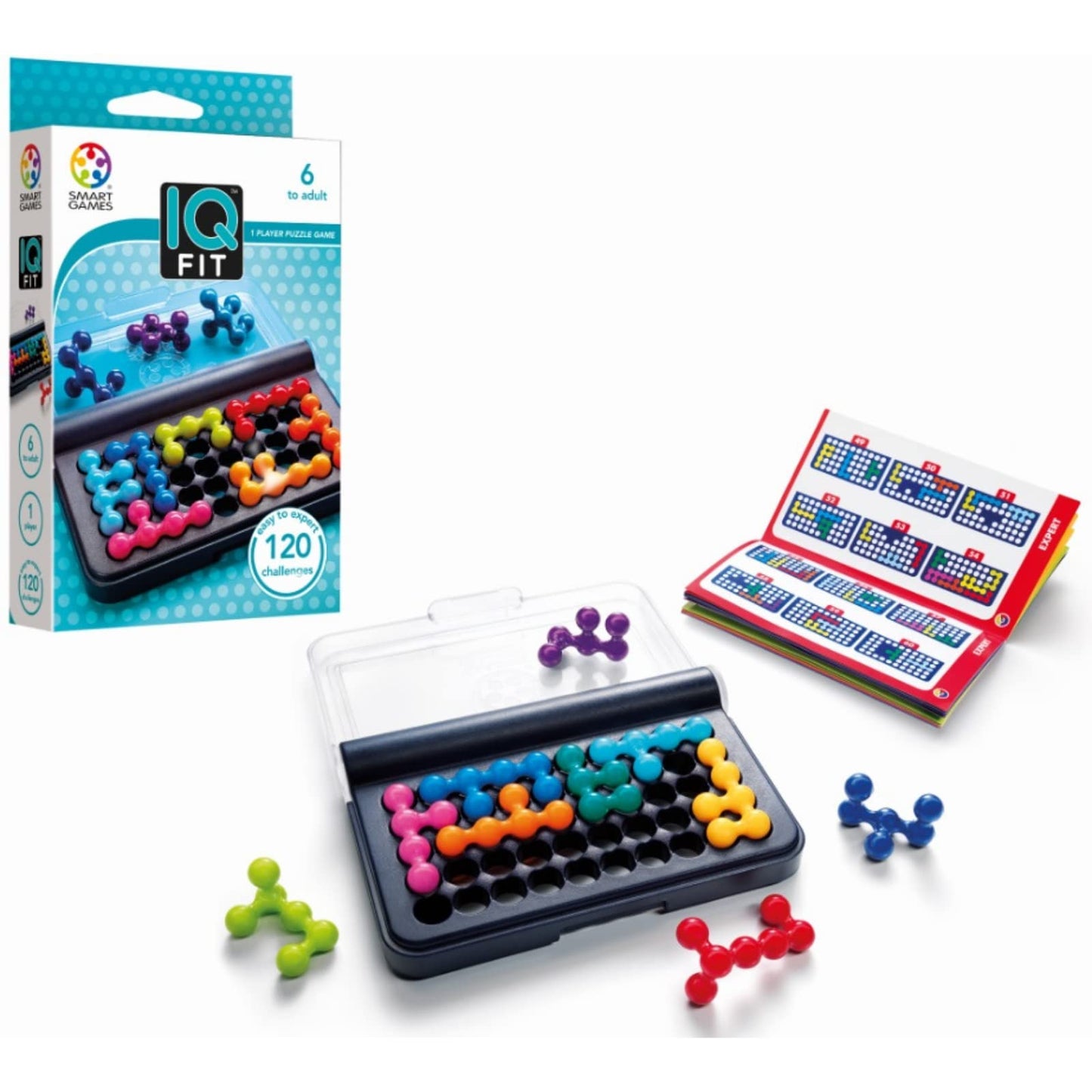 SmartGames IQ Fit – Compact Travel Puzzle with 120 Challenges