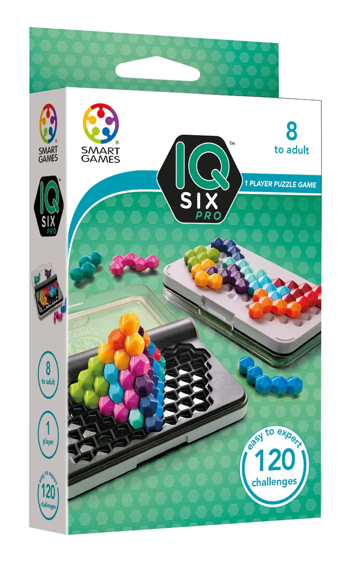 SmartGames IQ Six Pro Travel Game – 120 Challenges for Ages 8+ | Brain Teaser for Kids & Adults