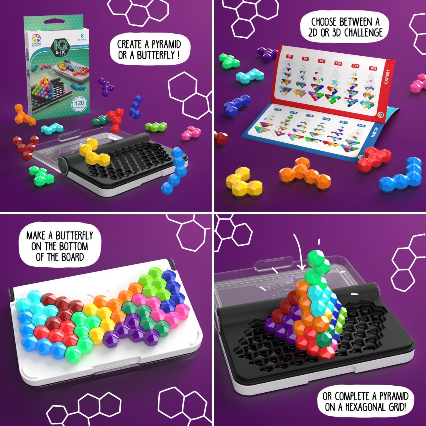 SmartGames IQ Six Pro Travel Game – 120 Challenges for Ages 8+ | Brain Teaser for Kids & Adults